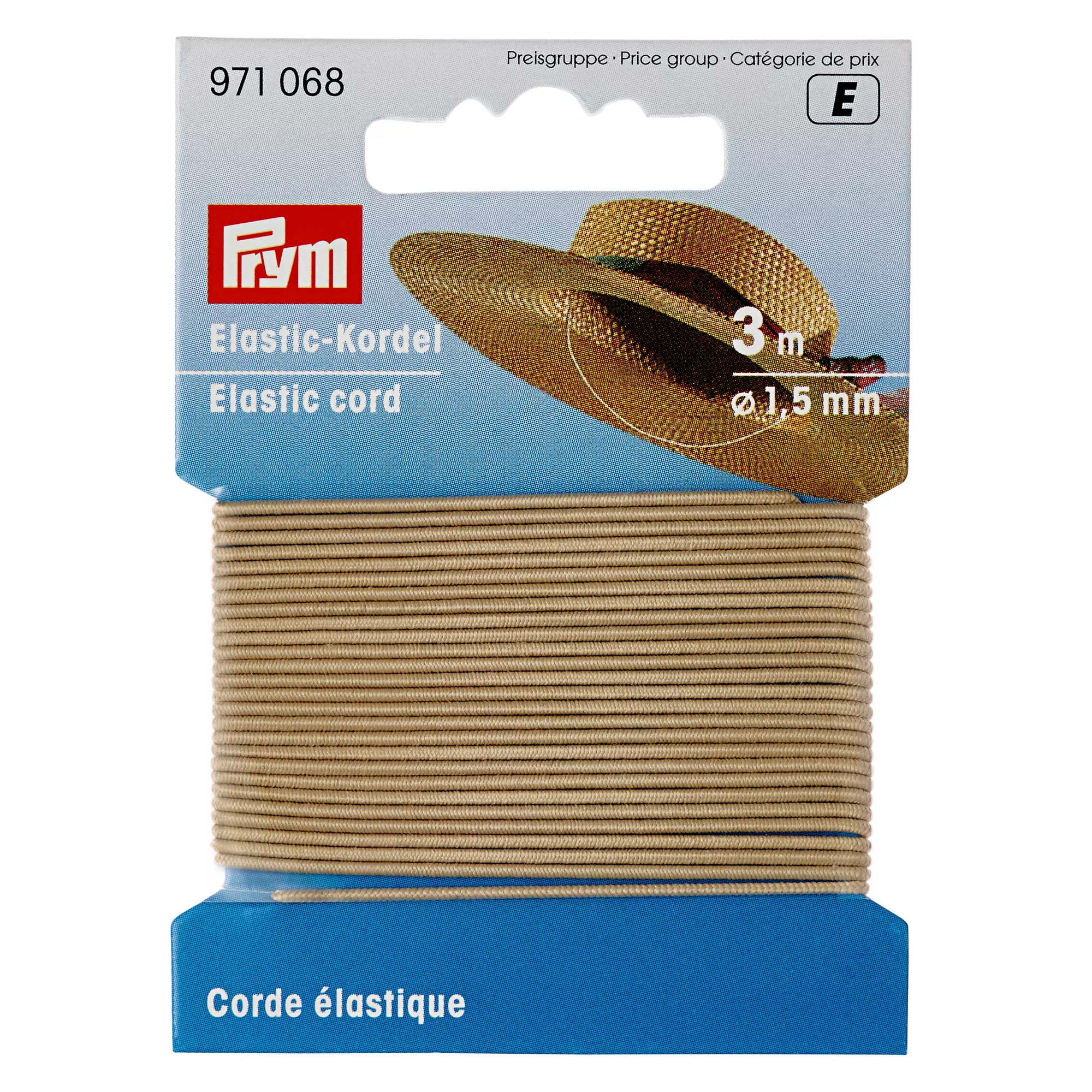 Cordoncino elastico, 1,5mm, beige chiaro, 3m