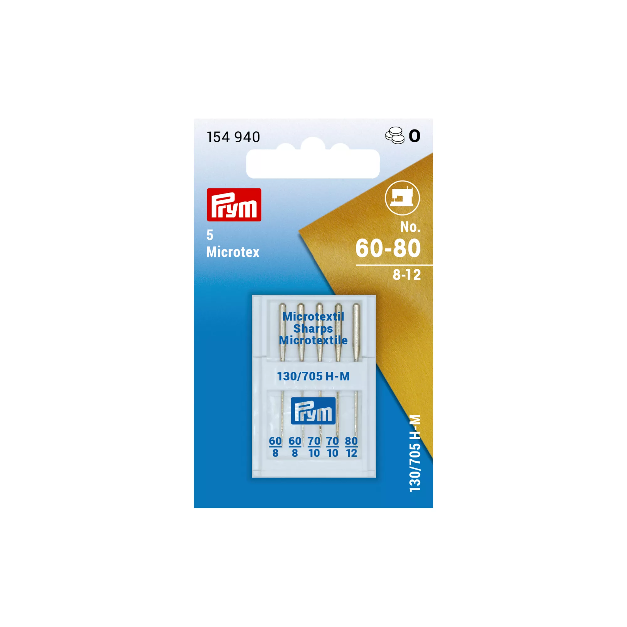 Microtex sewing machine needles, 130/705, 60-80, assorted