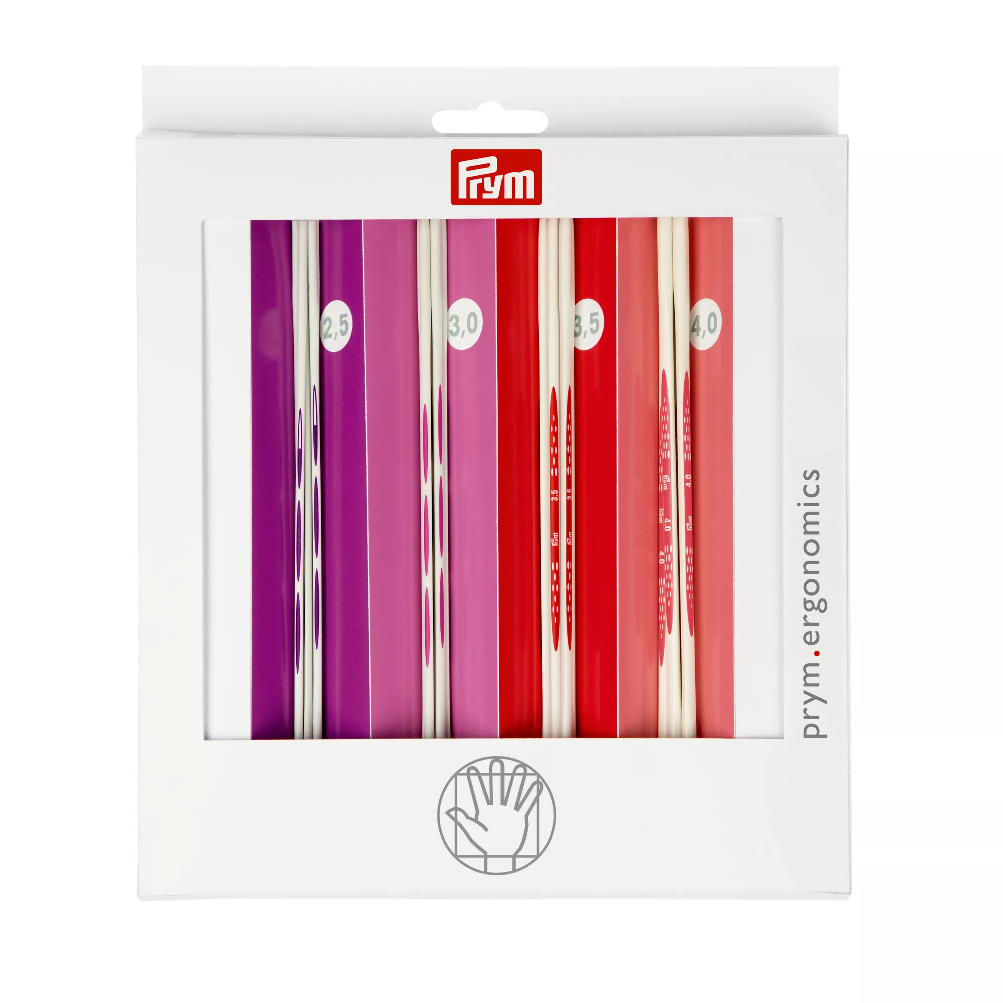 Double-pointed knitting needles set, prym.ergonomics 2.5-4.0 mm, 20 cm