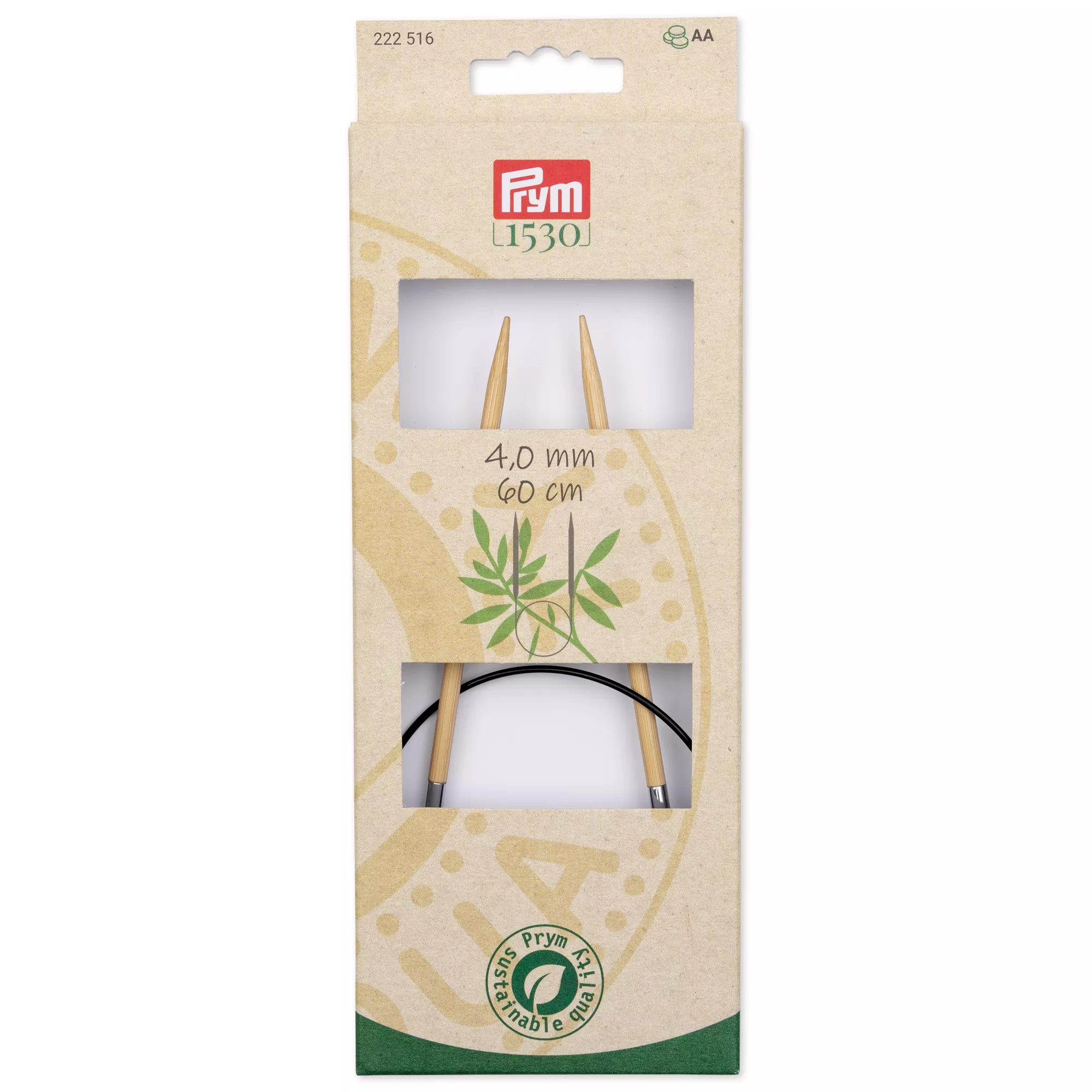 Aiguille à tricoter circulaire Bambou Prym 1530, 60cm, 4,00mm