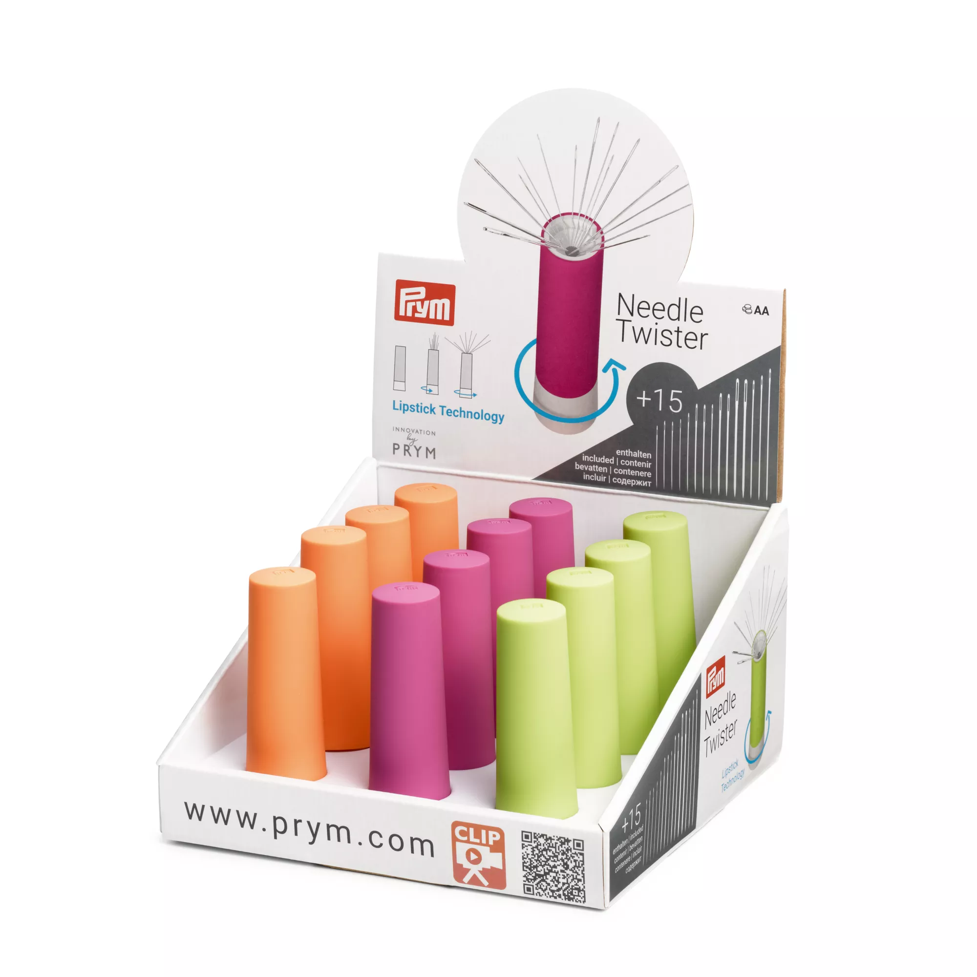 12 Needle twister in display, sorted by color