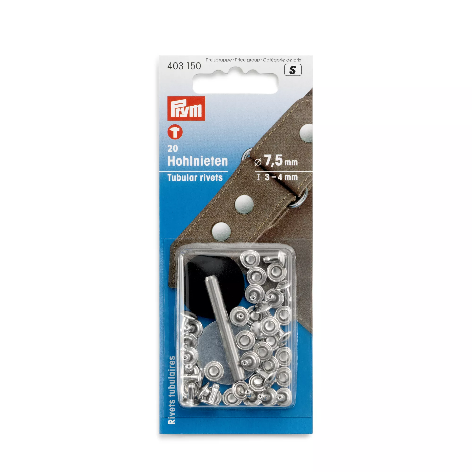 Hollow rivets, 3-4mm, silver-coloured, 20 items