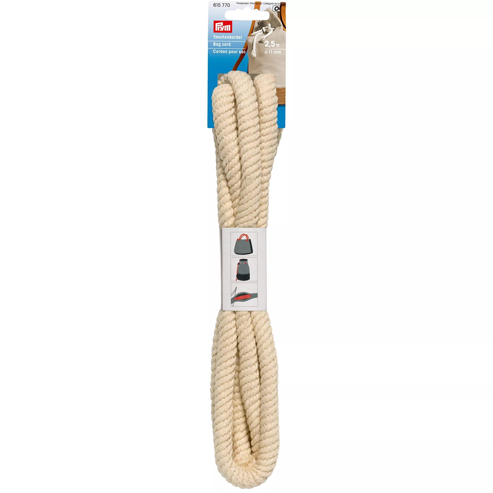 Bag cord, 11mm, natural white
