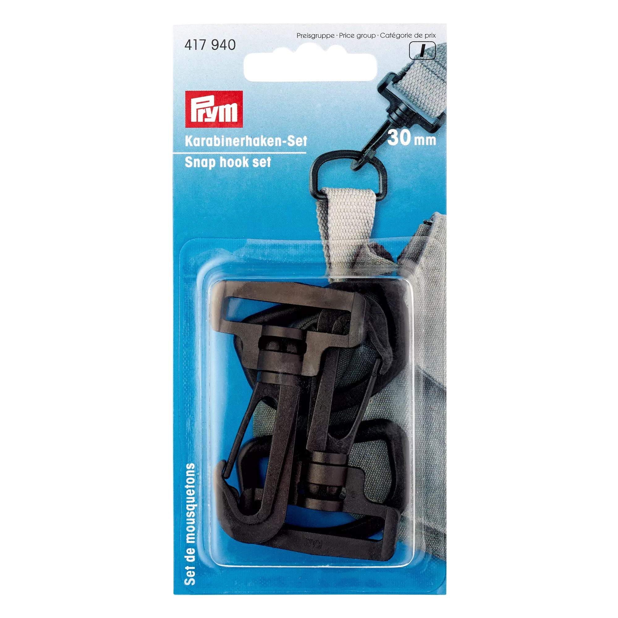 Snap hook set 30mm, black
