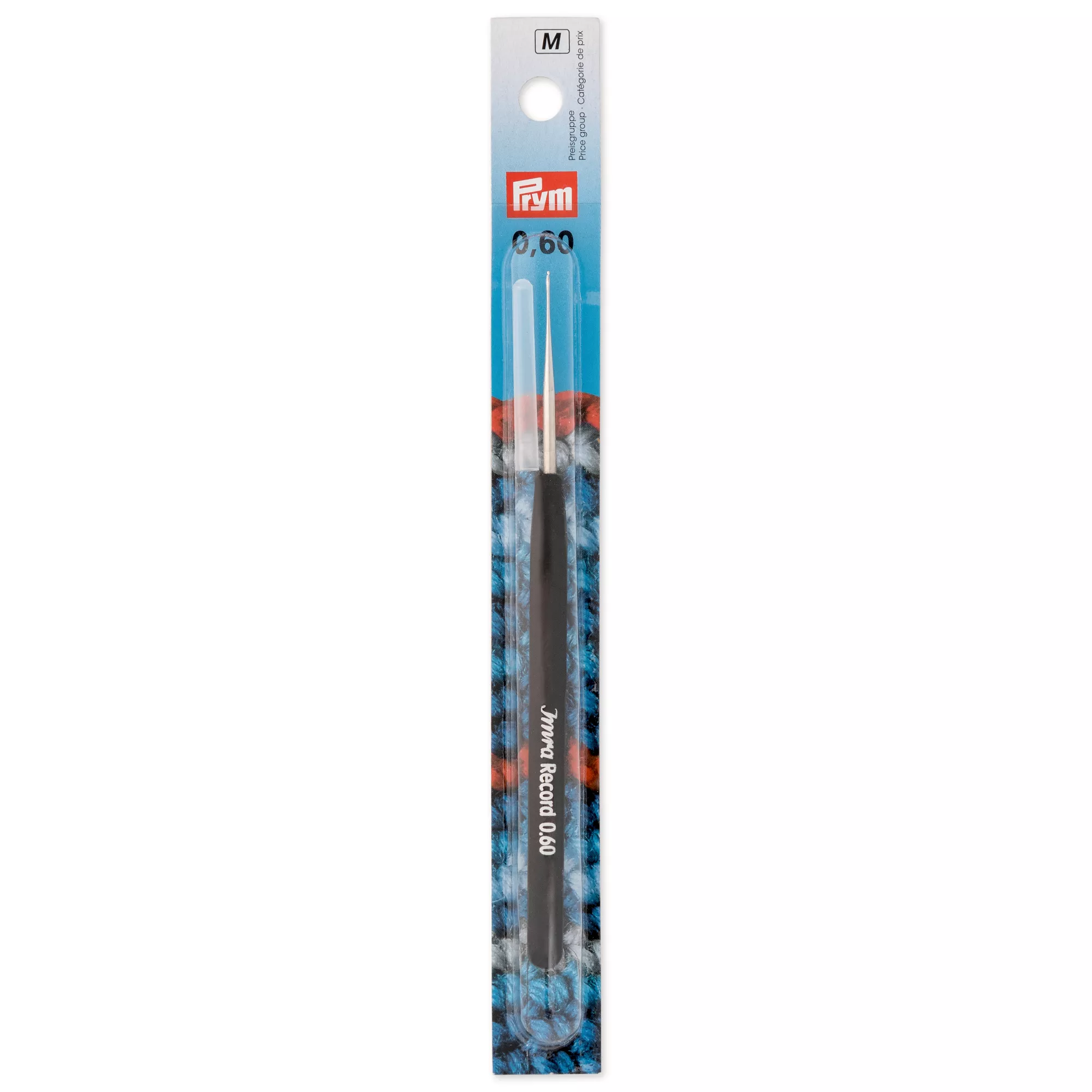 Crochet hook, Record, soft-grip, 0.60mm, silver-coloured
