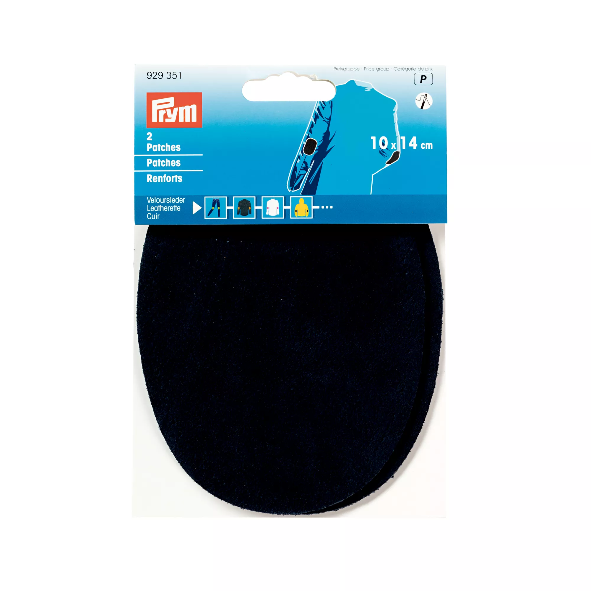 Patches suede, sew-on, 10 x 14cm, navy blue