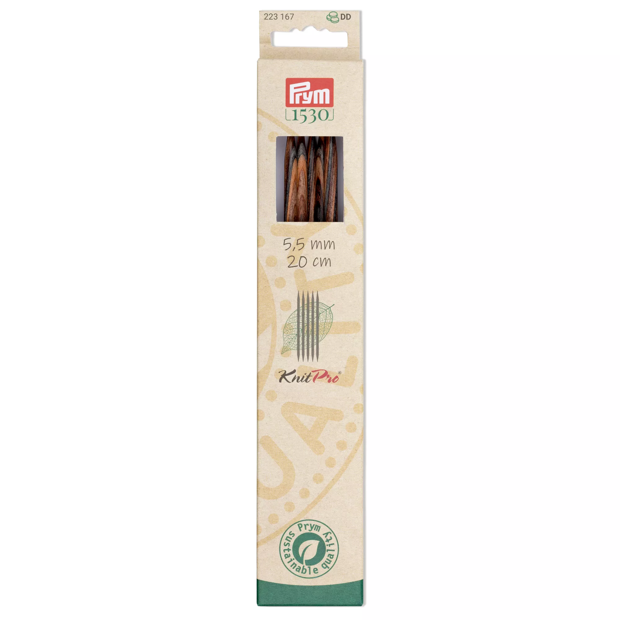 Double-pointed knitting needles, Natural, 20cm, 5.50mm