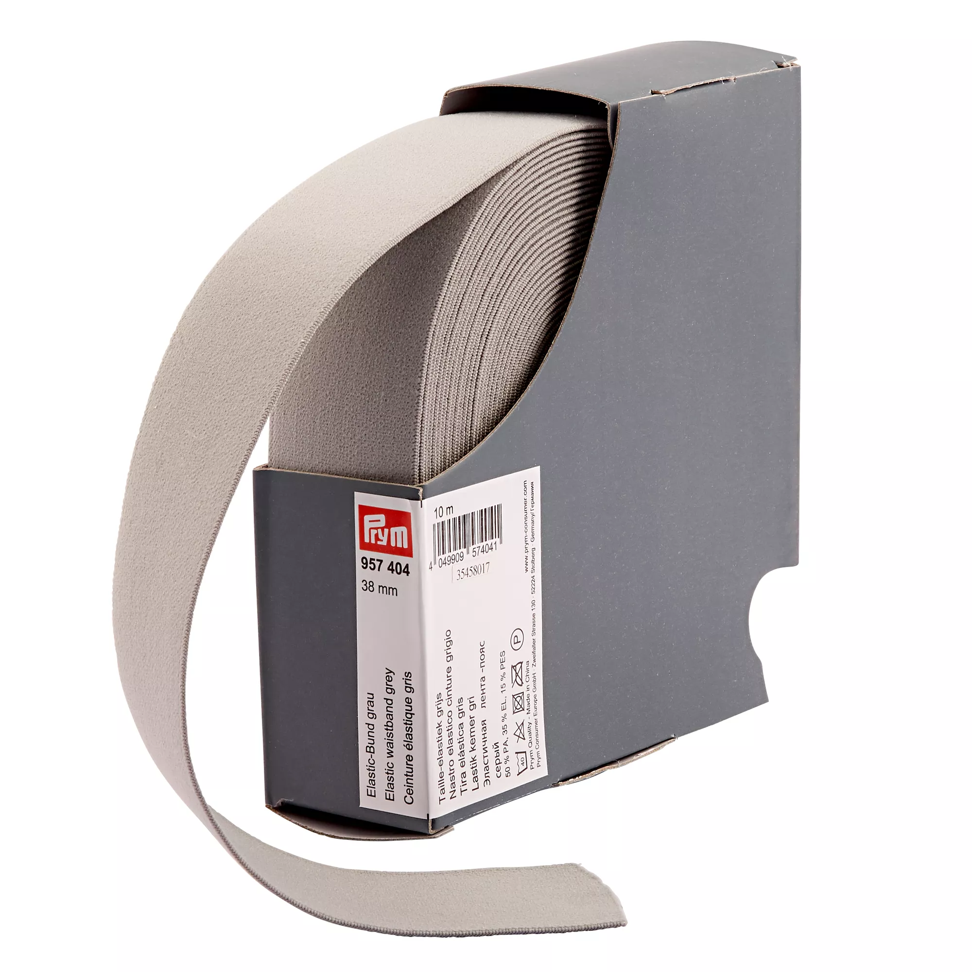 Elastic waistband, 38mm, grey