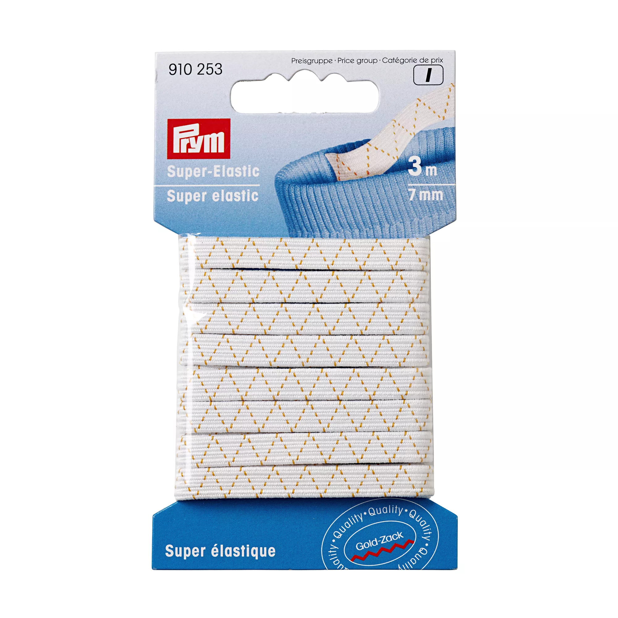 Super elastico lavabile, 7mm, bianco, 3m
