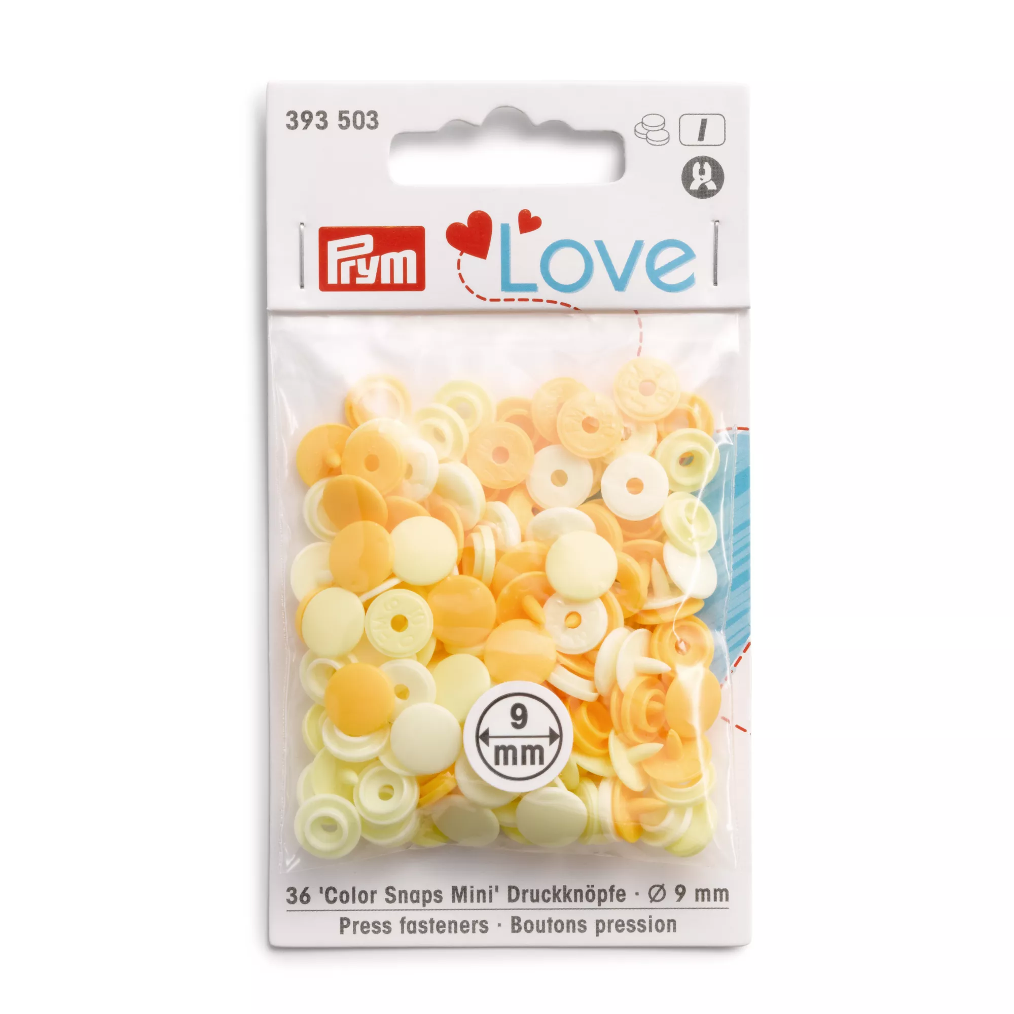 Botones de presión Color Snaps Mini, Prym Love, 9mm, amarillo