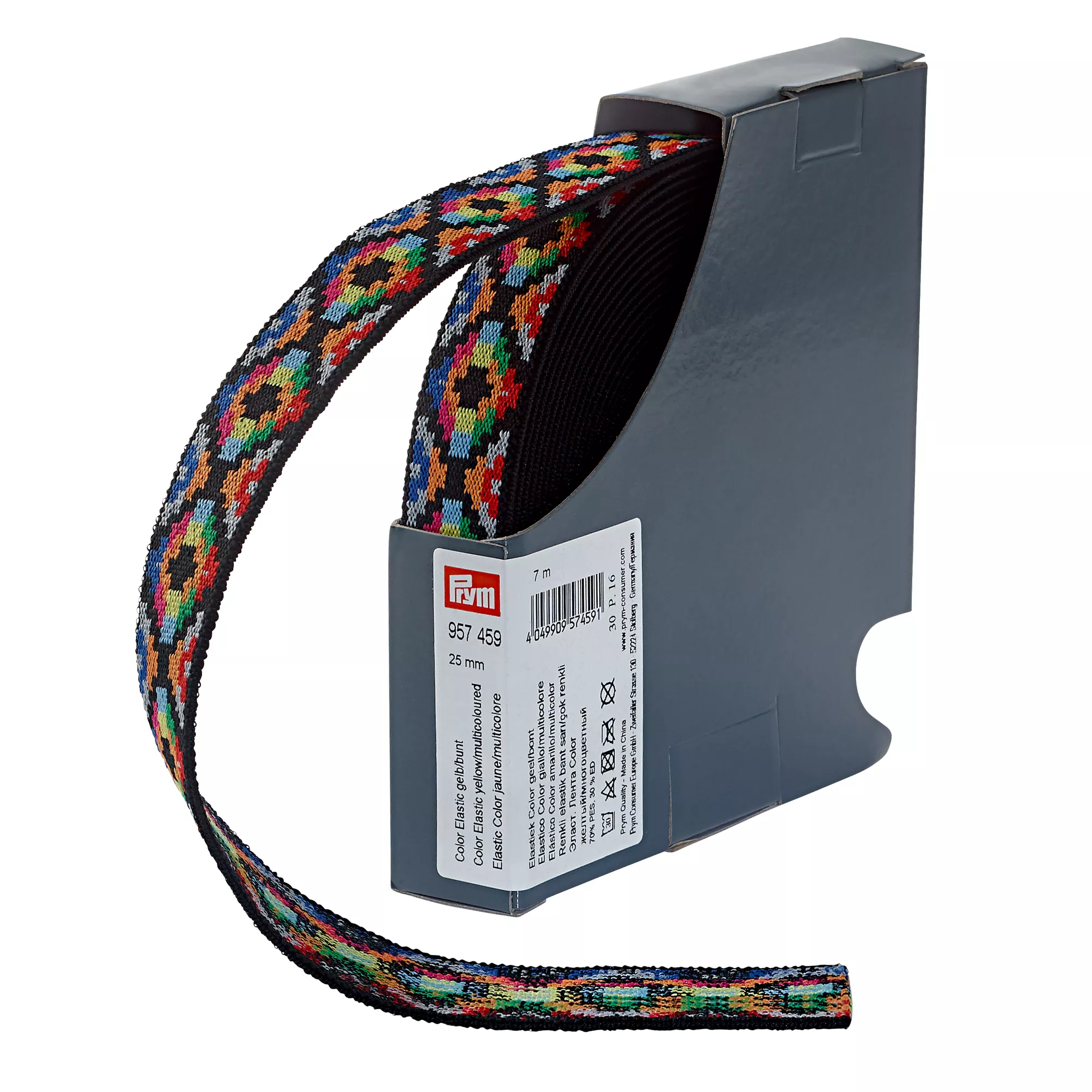 Color elastic, 25mm, ethno yellow/multi-colour