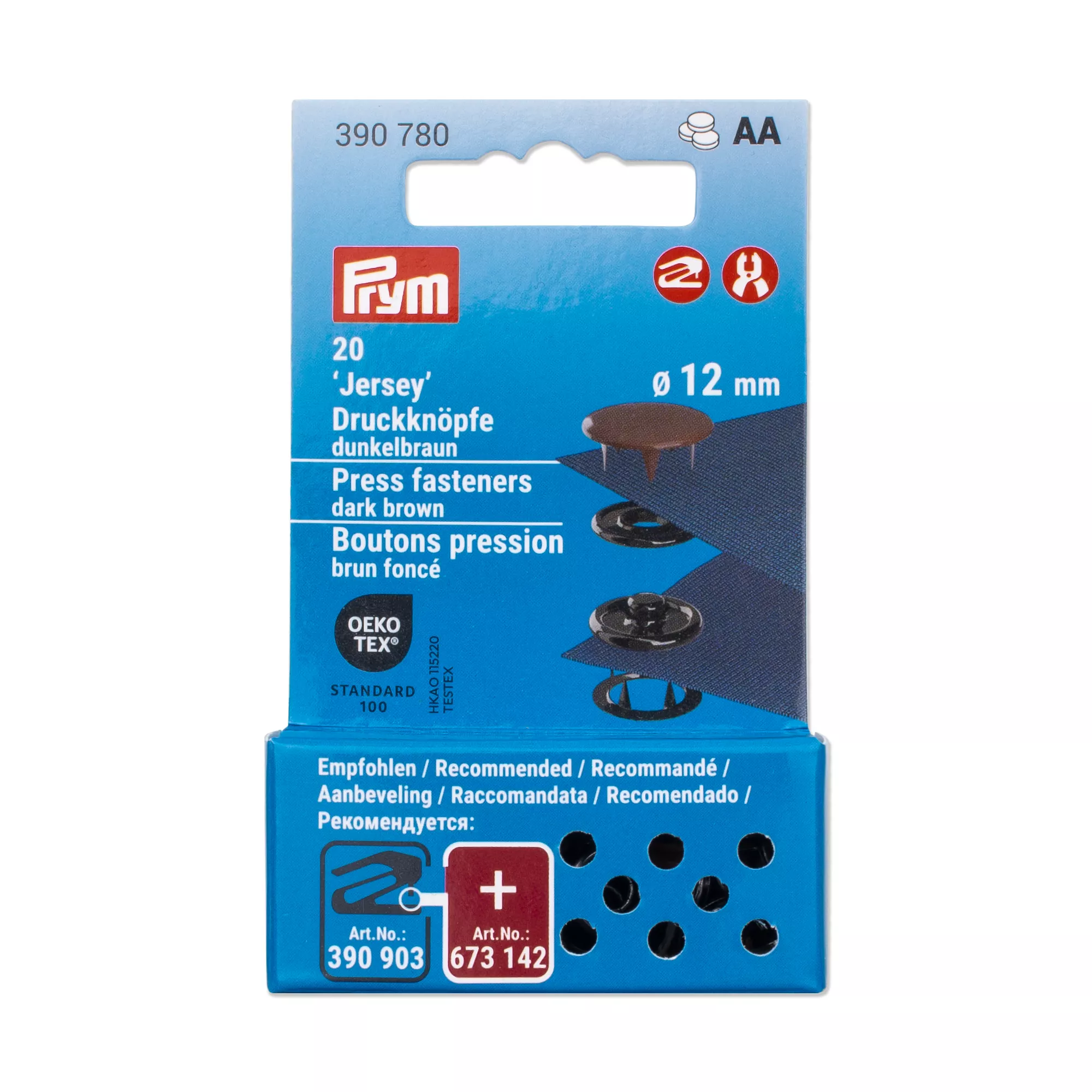 Bottoni a pressione Jersey, 12mm, marrone scuro