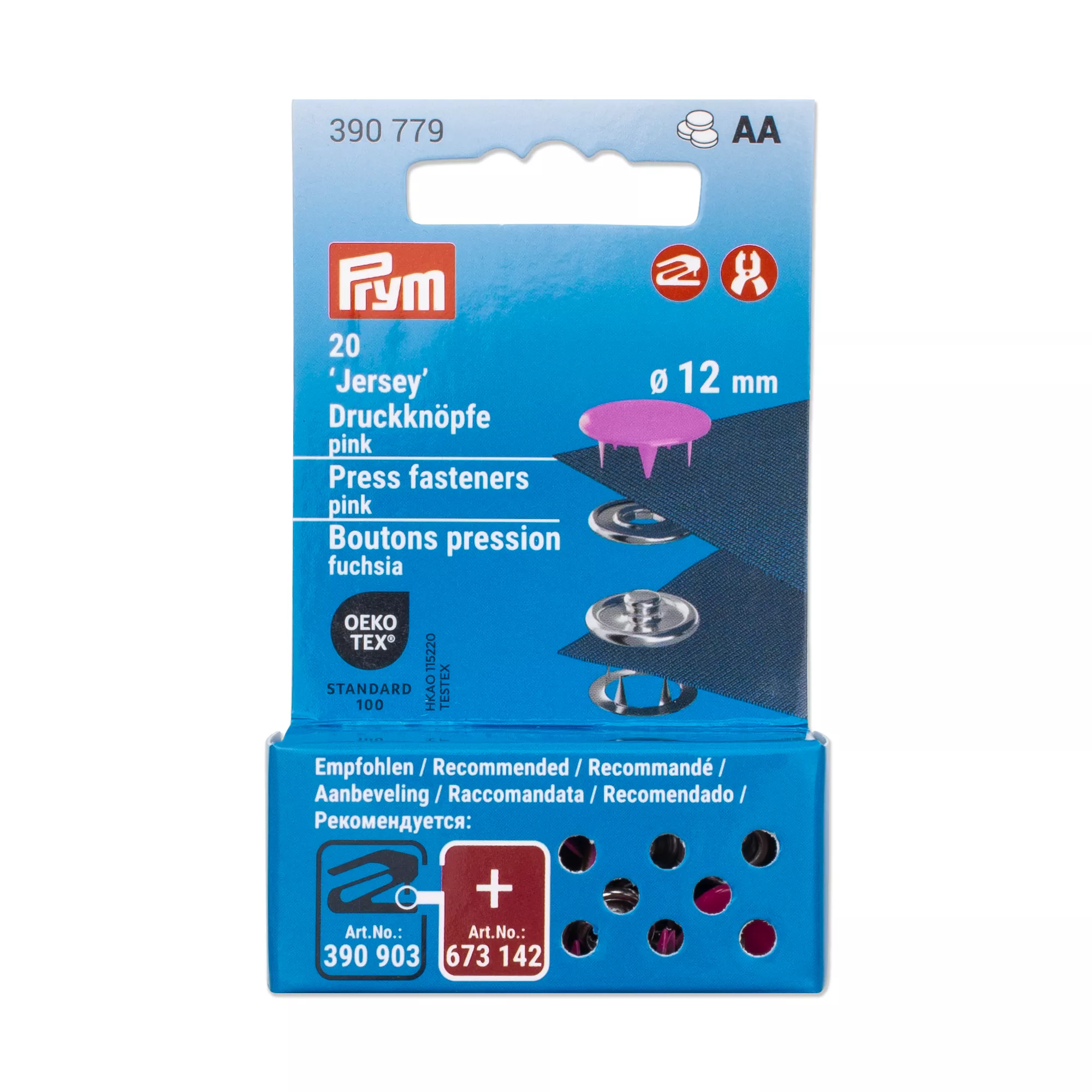 Bottoni a pressione Jersey, 12mm, fucsia