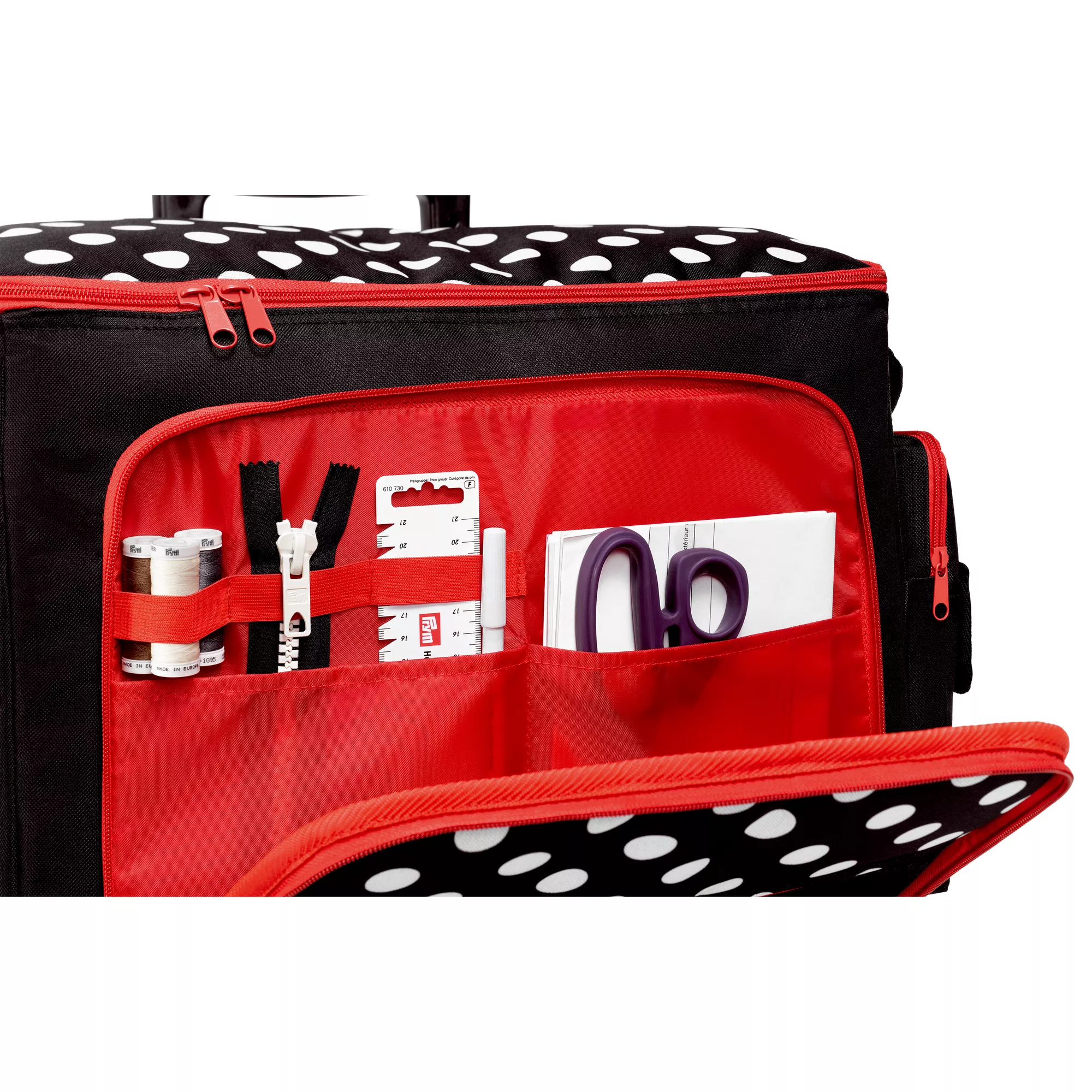 Sewing machine trolley, polka dots