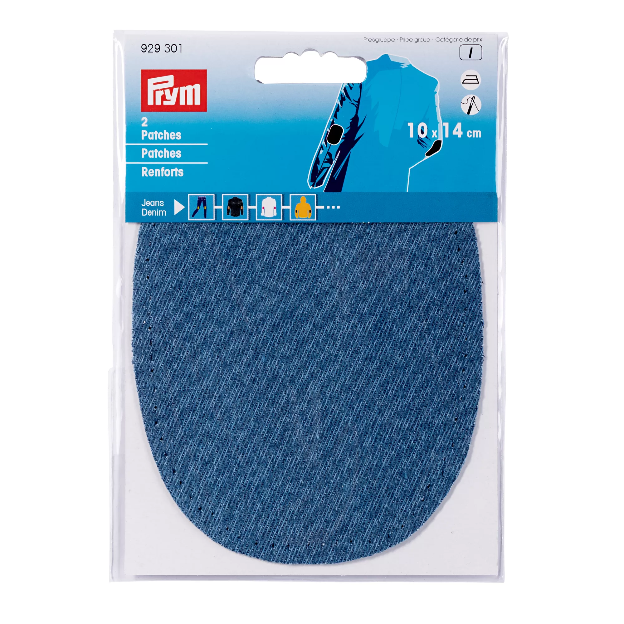 Patches jeans, iron-on, 10 x 14cm, mid-blue