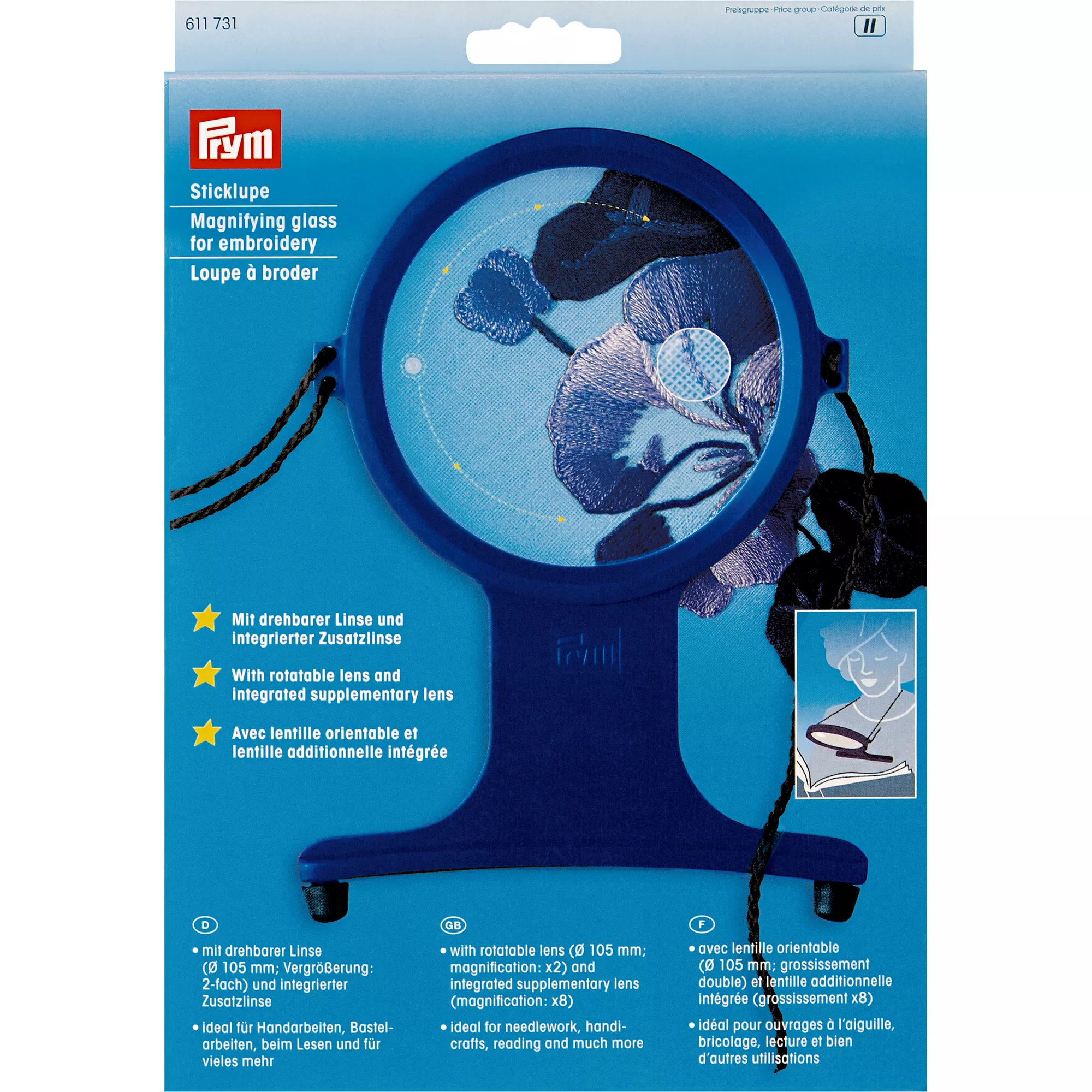 Magnifying glass for embroidery with tape Magnifying glass for embroidery with tape