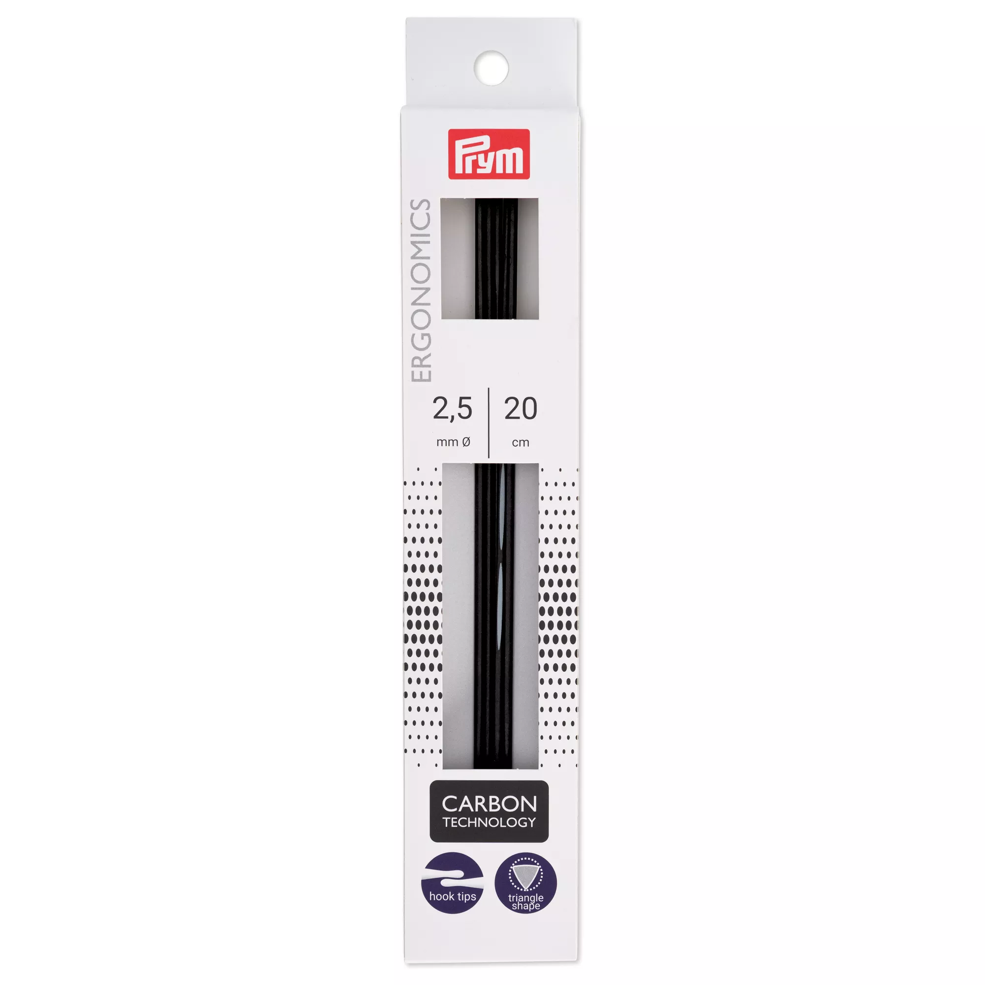 Double-pointed knitting needles prym.ergonomics, Carbon Technology, 20cm, 2.50mm