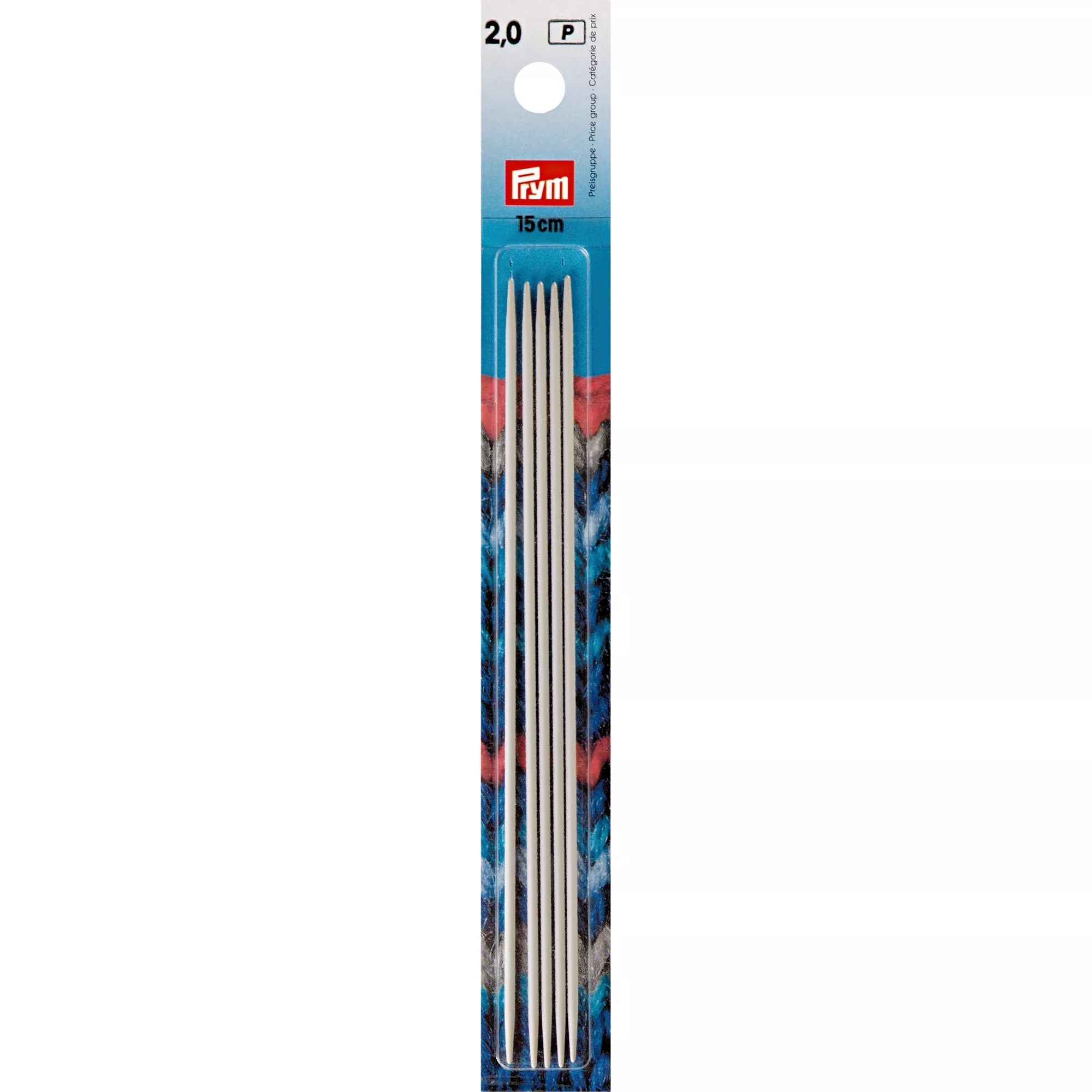 Aiguilles à tricoter à 2 pointes, 15cm, 2,00mm, gris perle