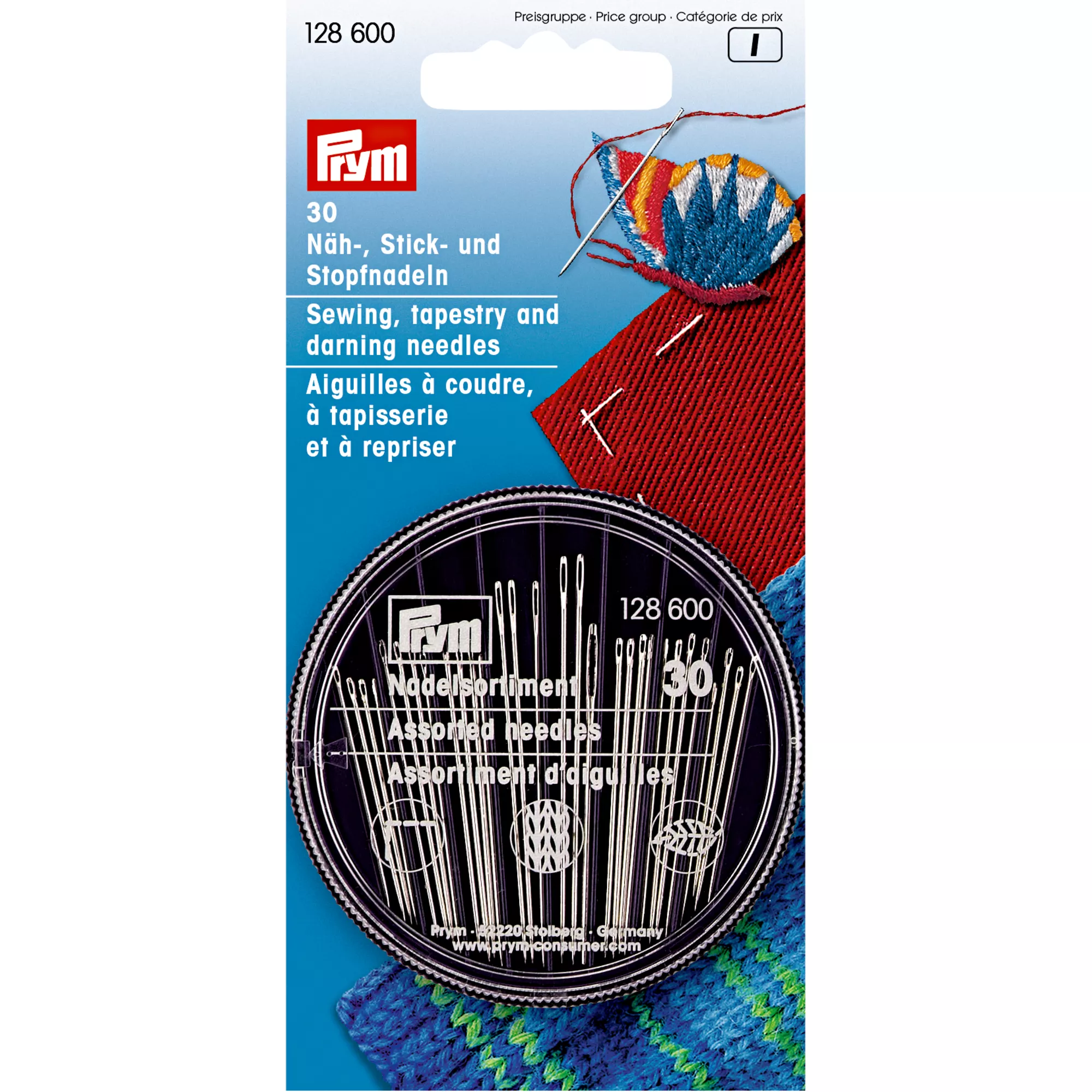 Sewing, embroidery and darning needles in compact box, 30 Needles