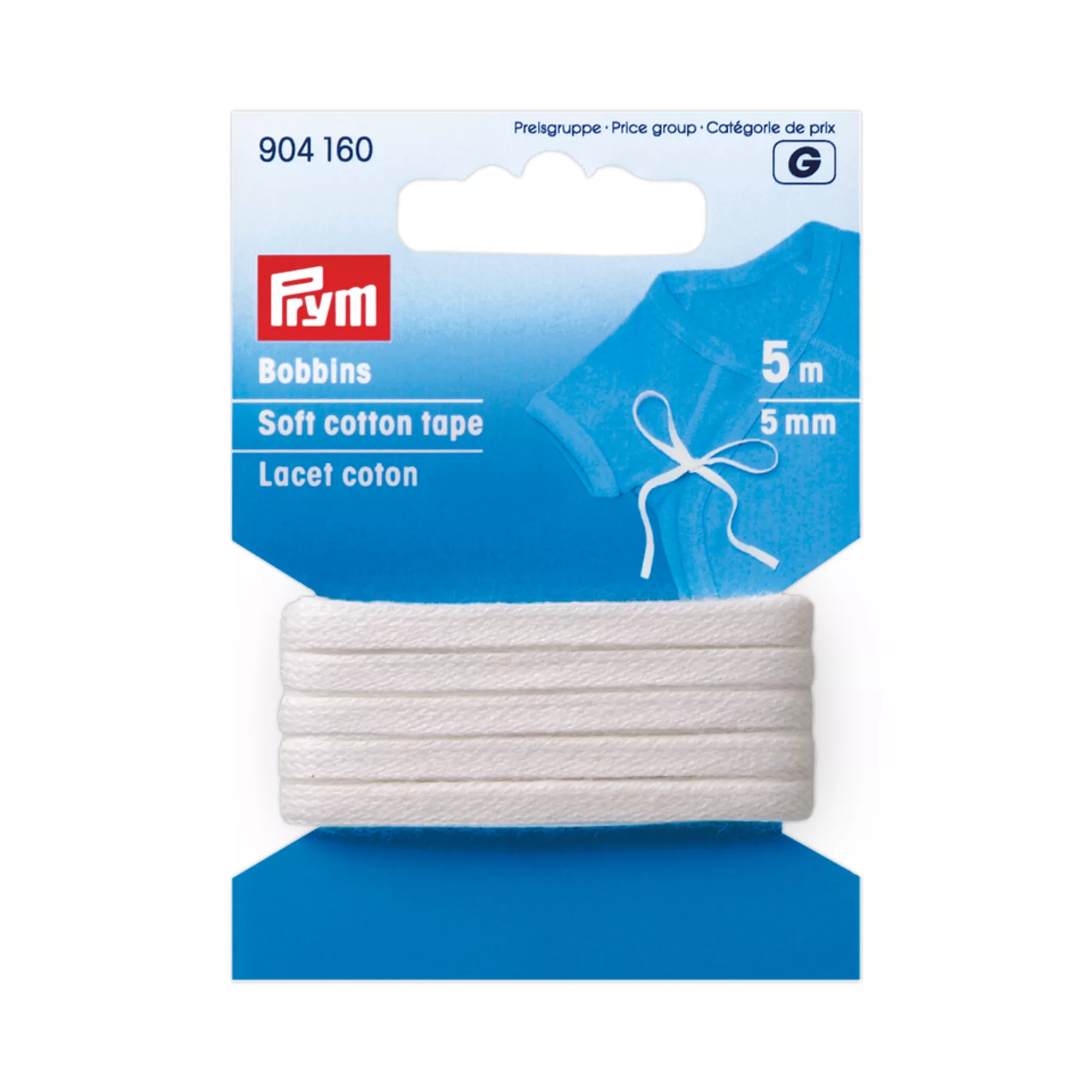 Cordoncino in cotone, 5mm, bianco, 5m, cartina