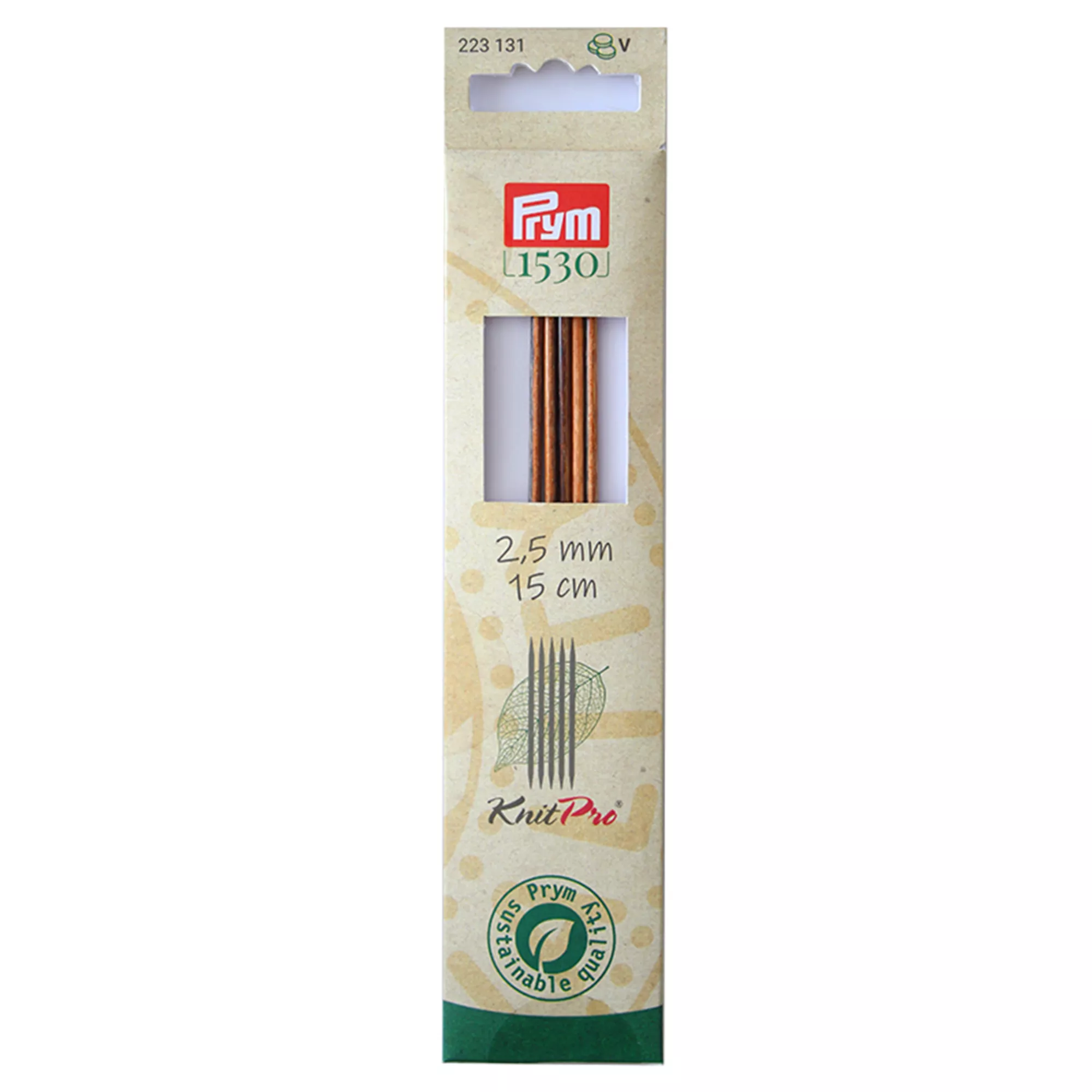 Double-pointed knitting needles, Natural, 15cm, 2.50mm