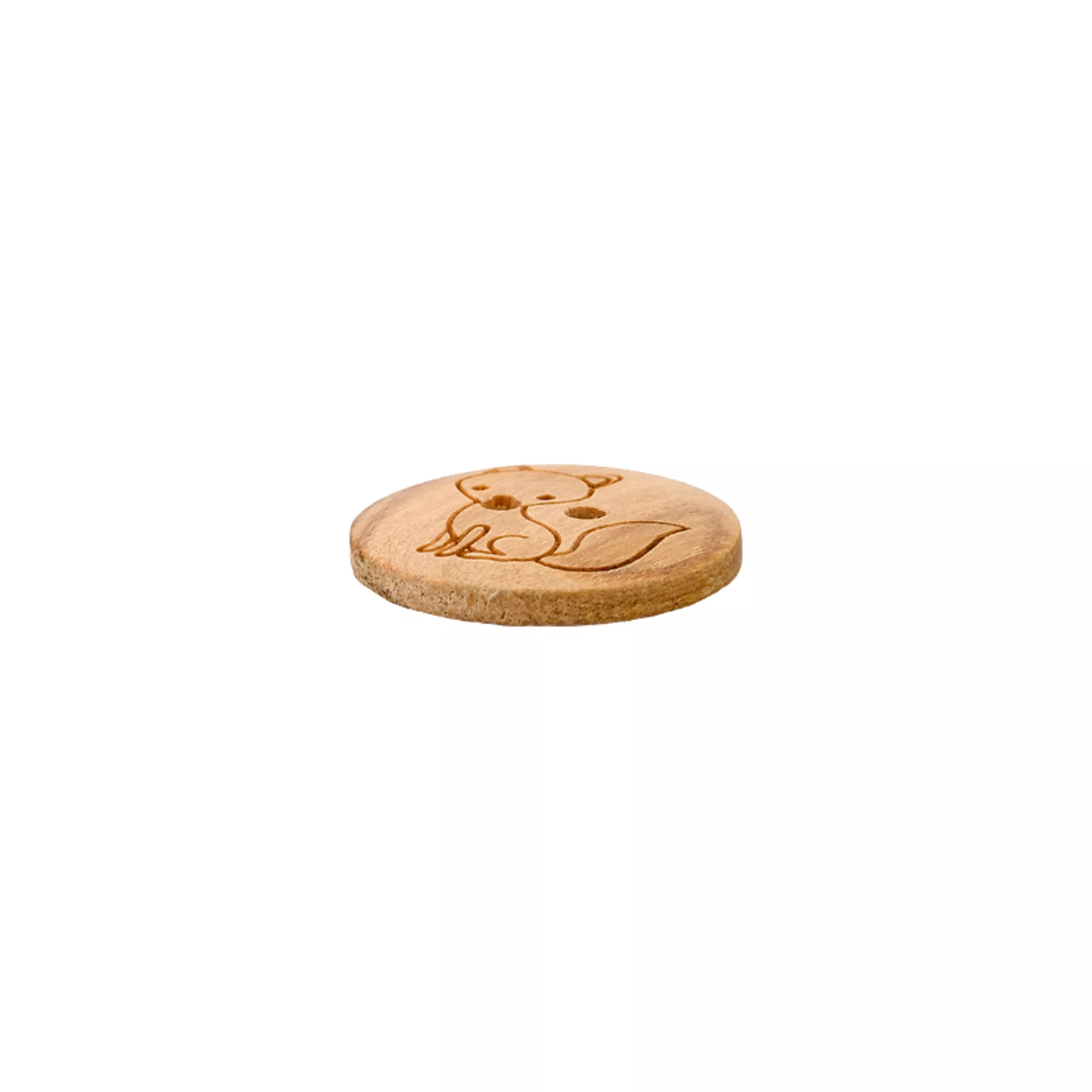 Holzknopf 2-Loch, Polarfuchs, 15mm, beige