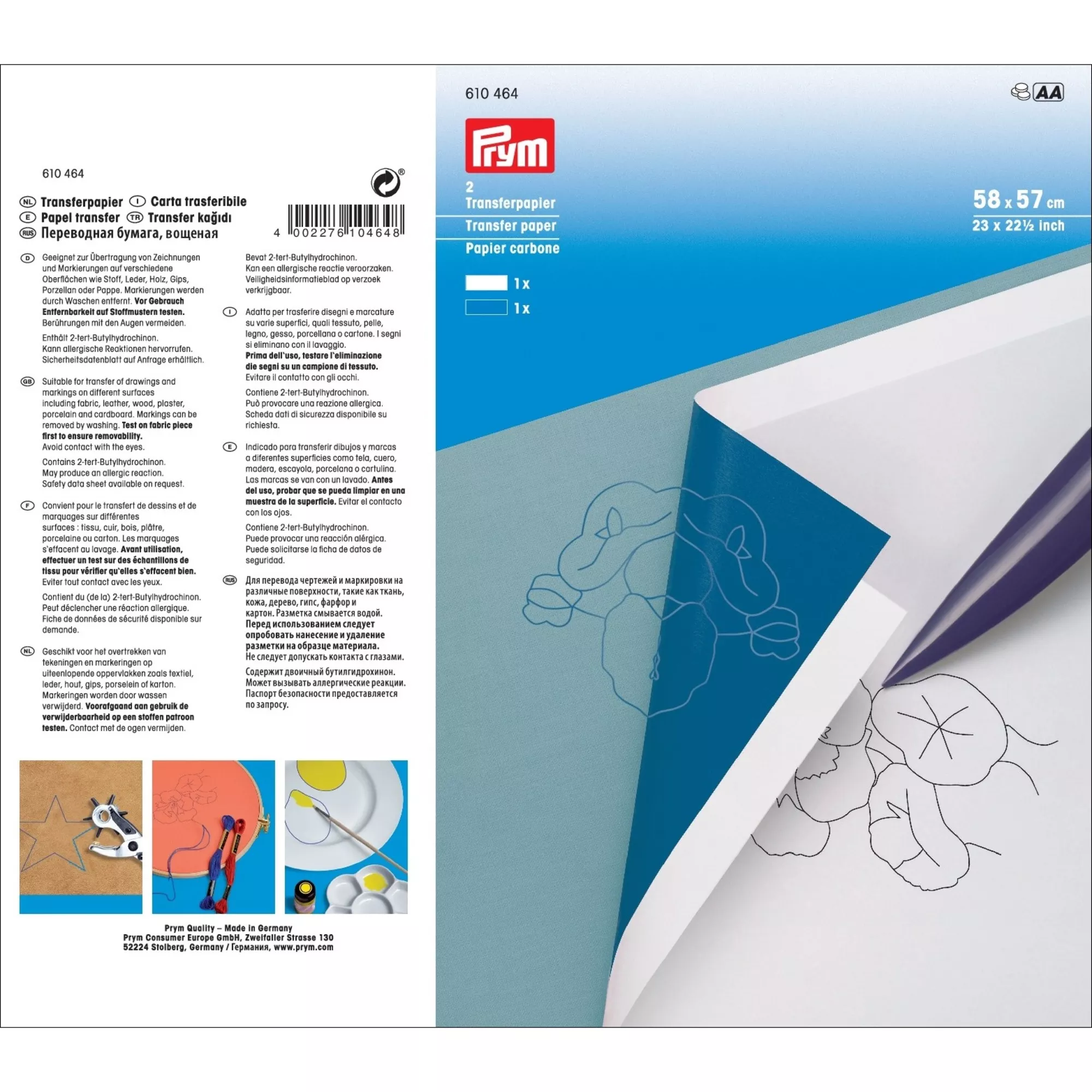 Transfer paper, white/blue