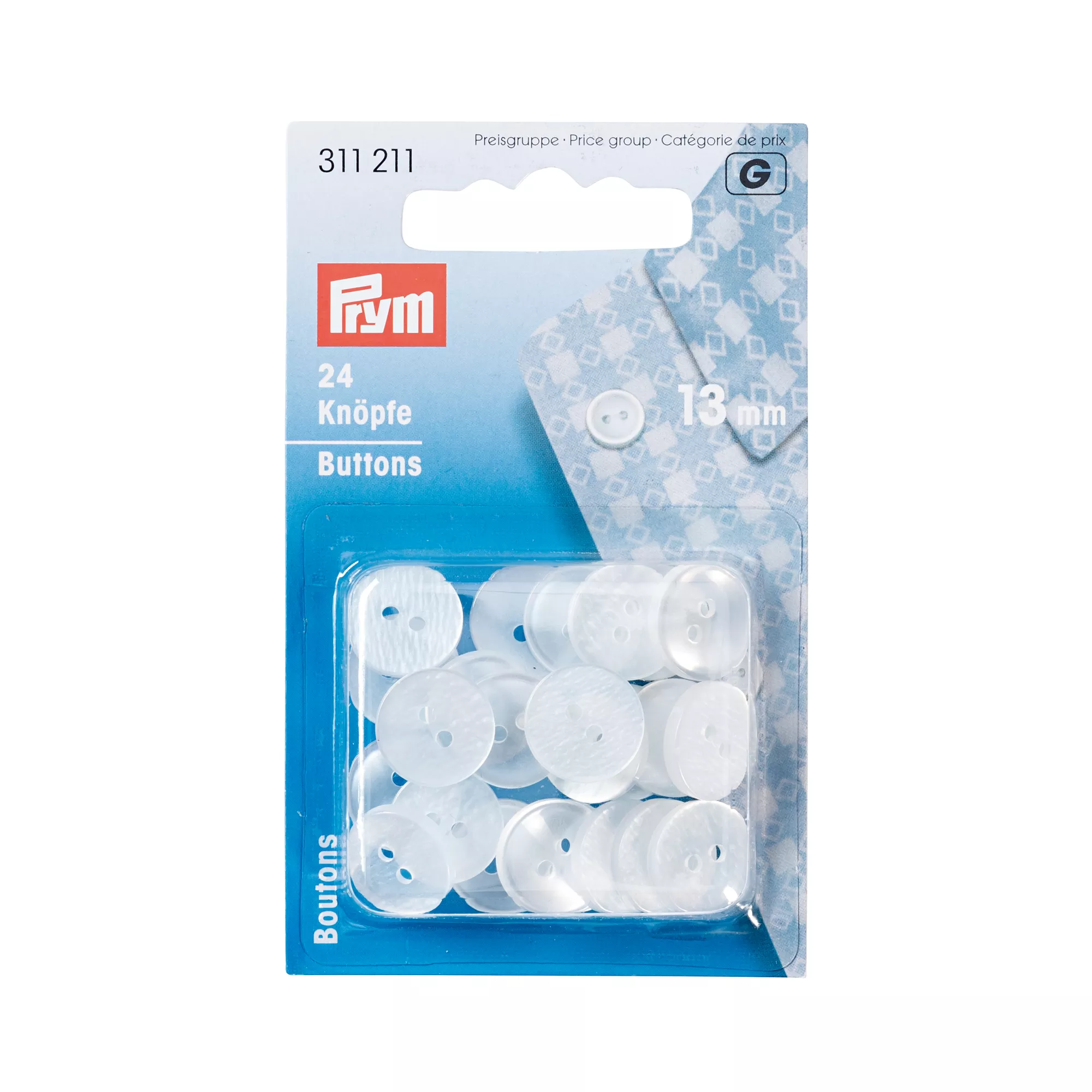 Botones para blusas y pijamas, 13mm, nácar