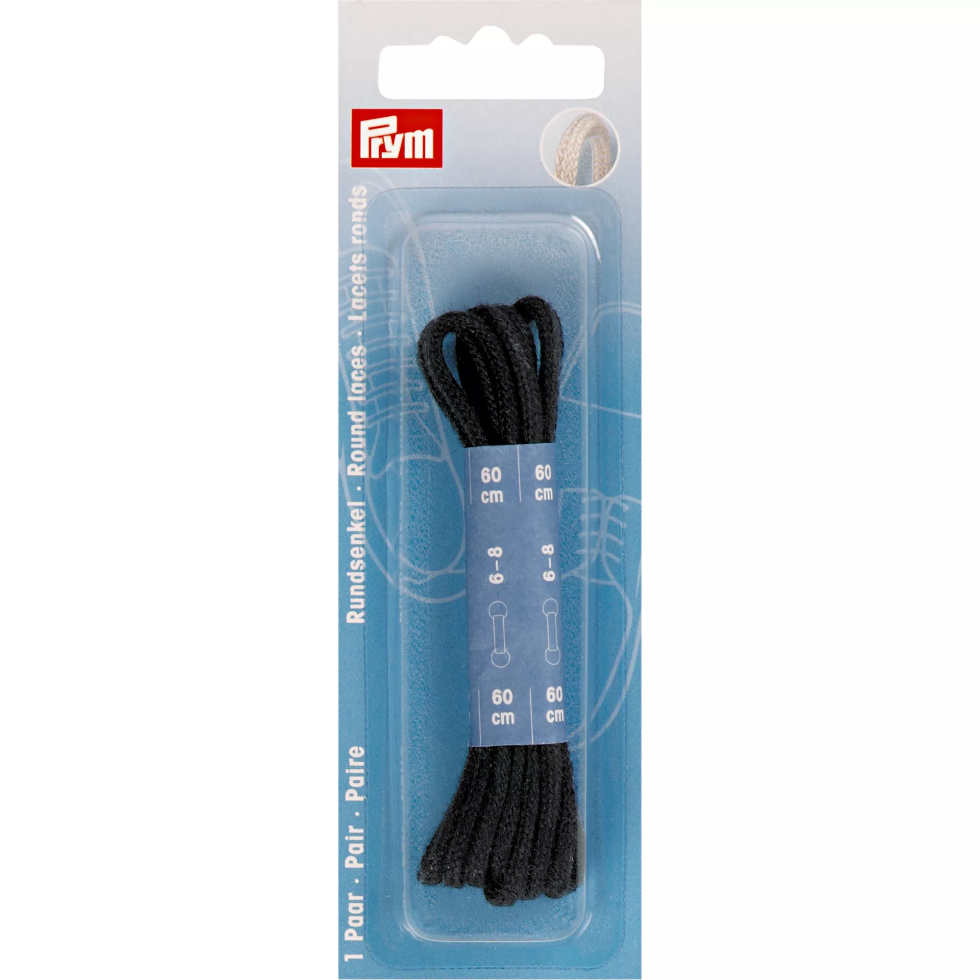 Round laces 3mm x 60cm, black