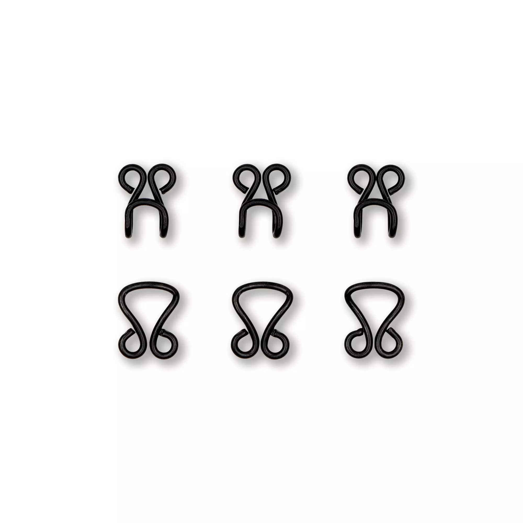 Bodice hooks and eyes, No. 13, black, card
