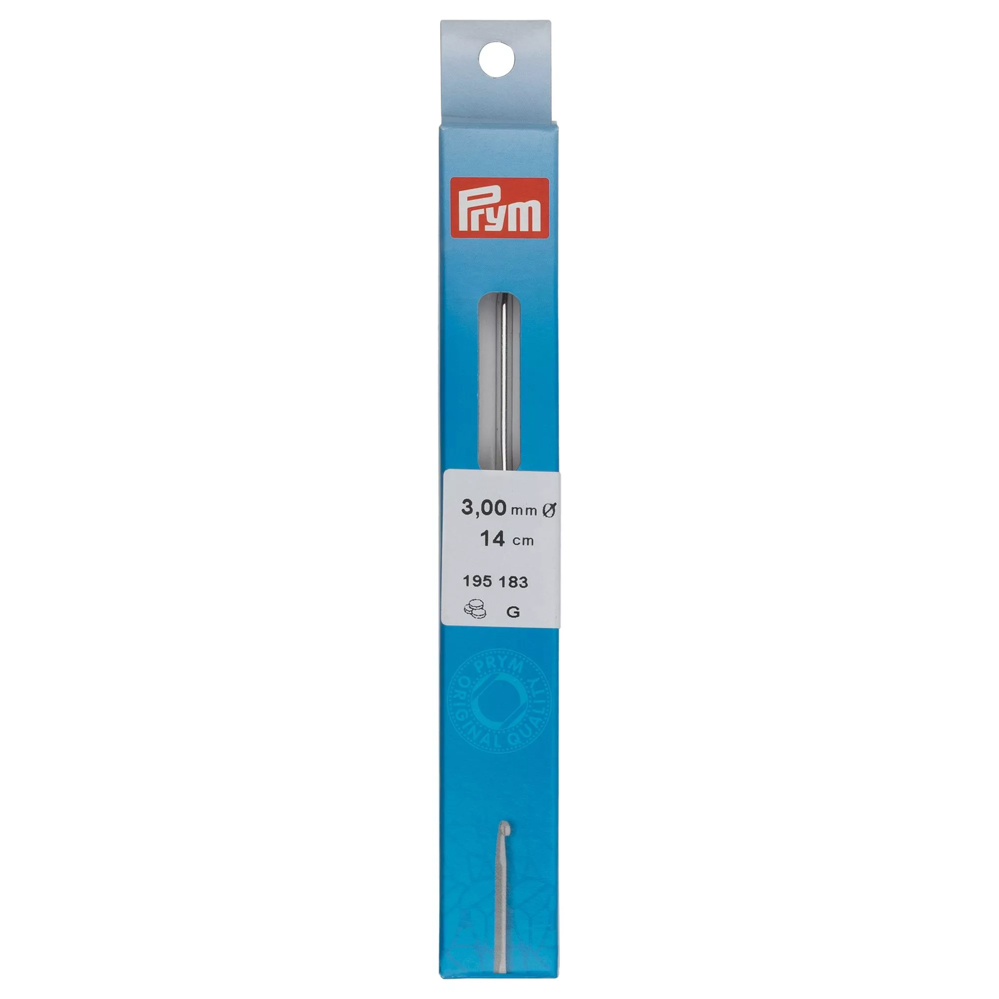 Ganchillo para lana sin mango, 14cm, 3,00mm, plateado