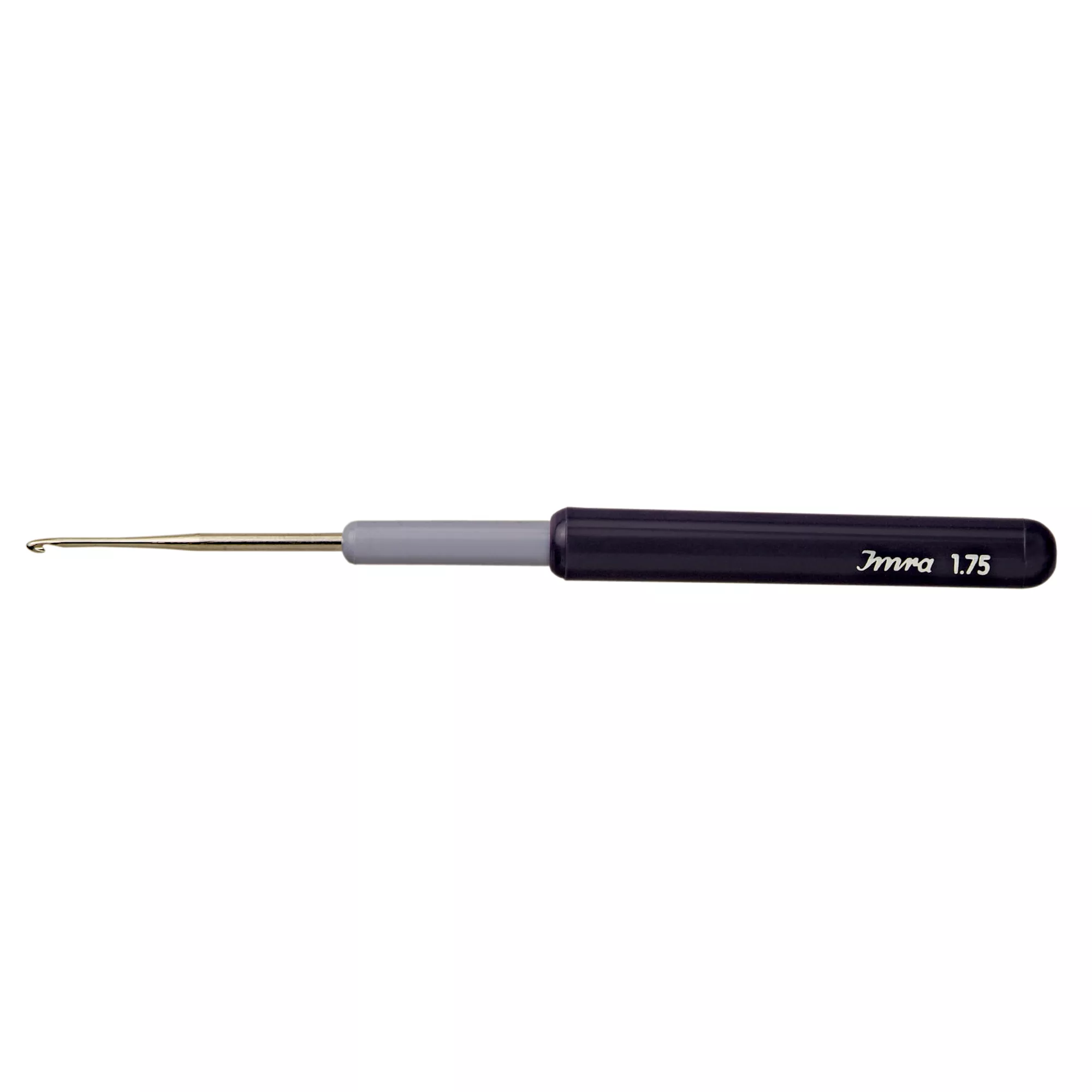 Crochet hook with plastic grip, 1.75mm, silver-coloured