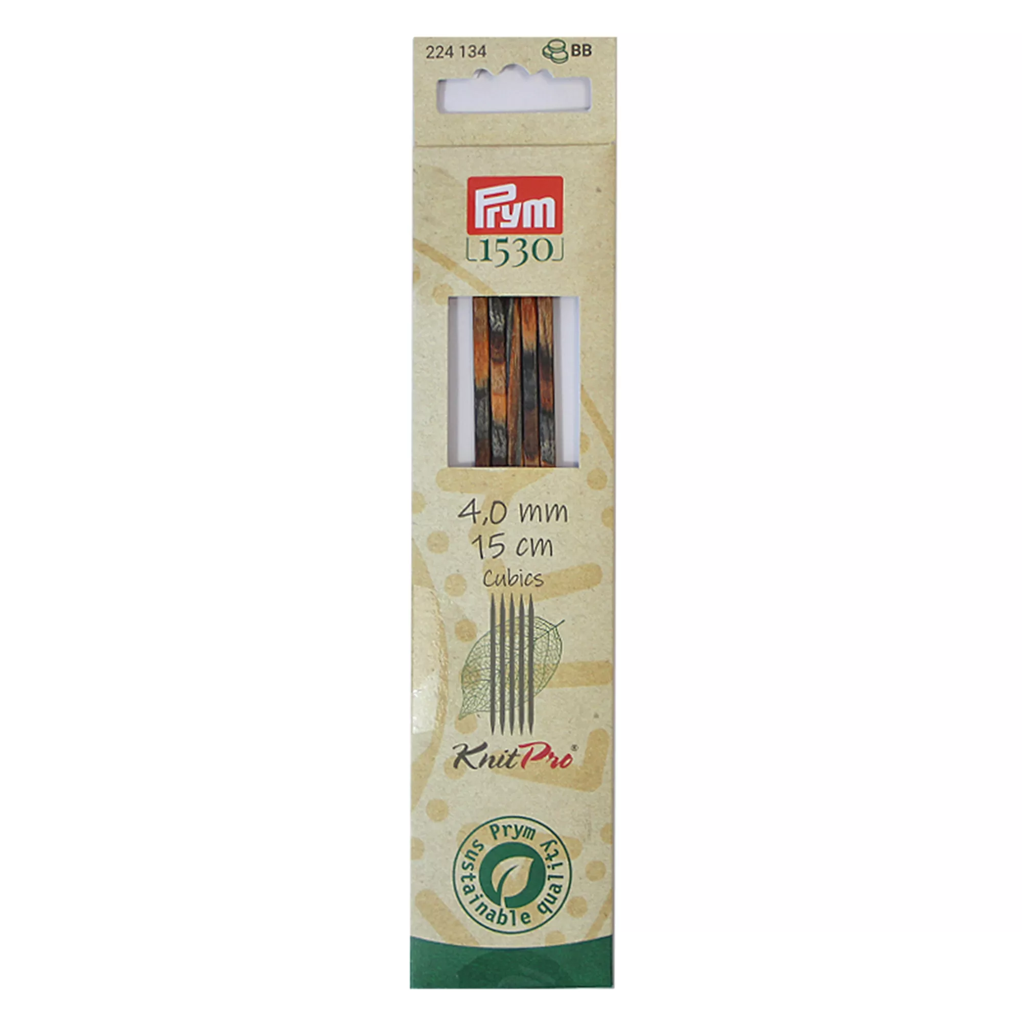 Double-pointed knitting needles, Natural, CUBICS, 15cm, 4.00mm