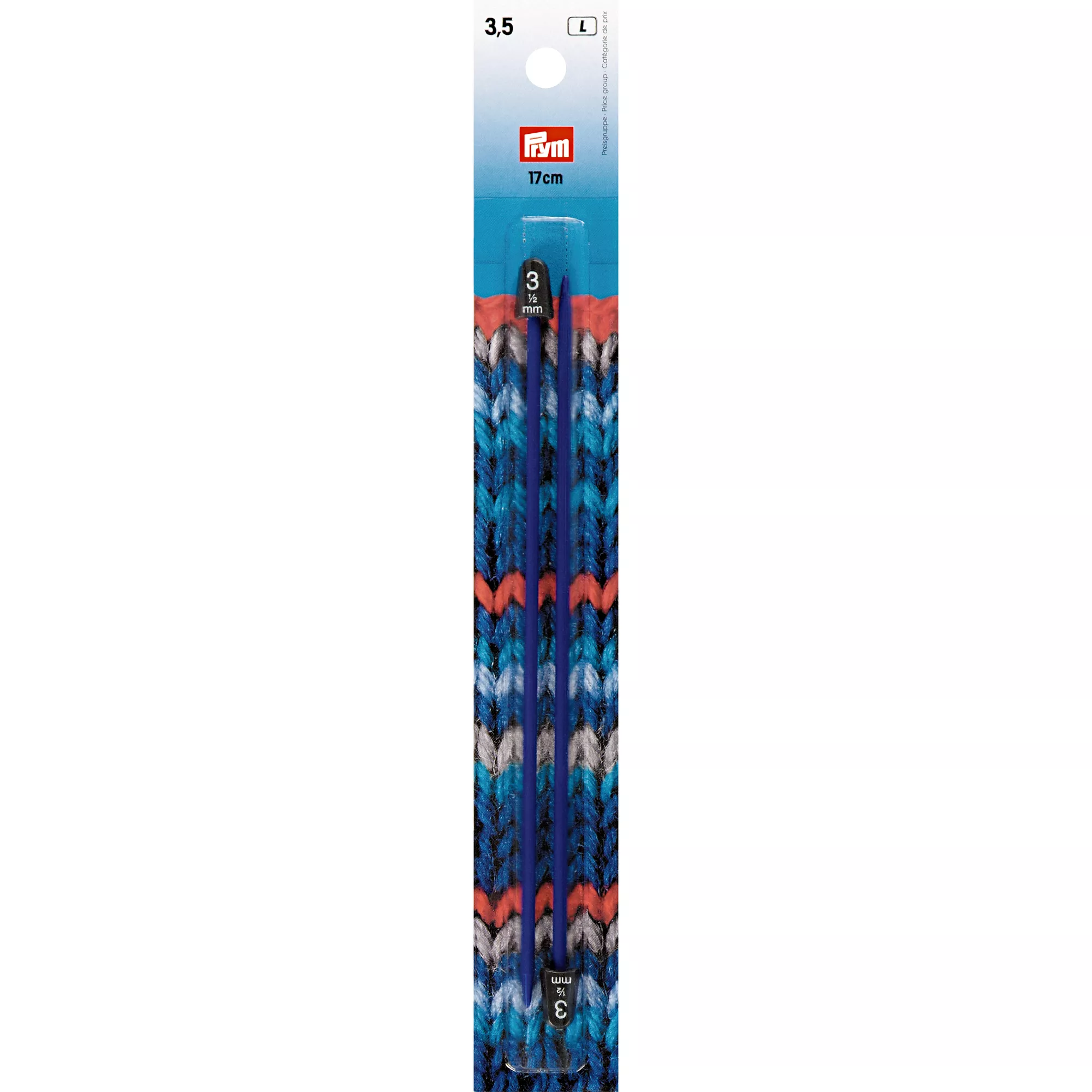 Child's knitting needles, 17cm, 3.50mm, blue