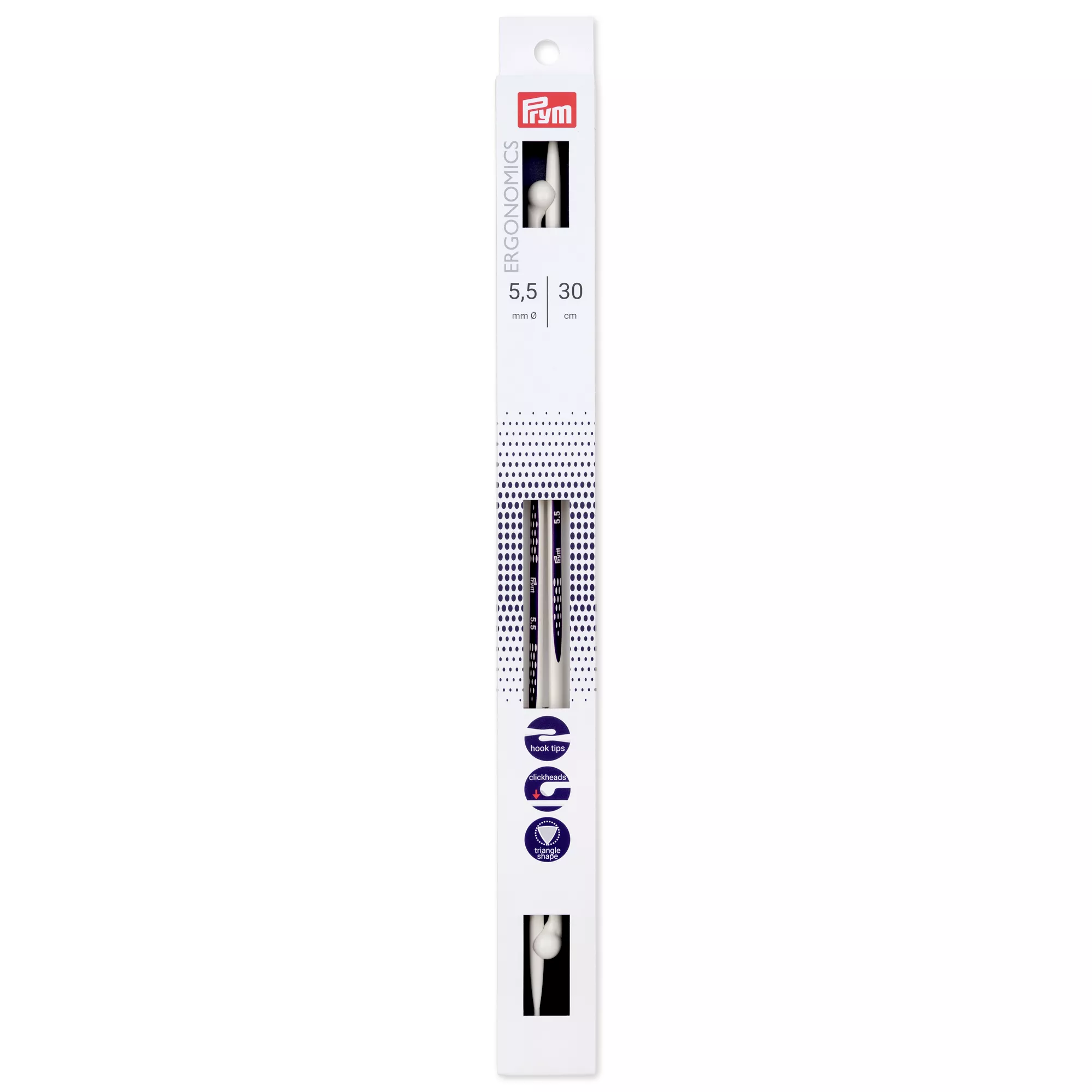 Single-pointed knitting needles prym.ergonomics, 30cm, 5.50mm