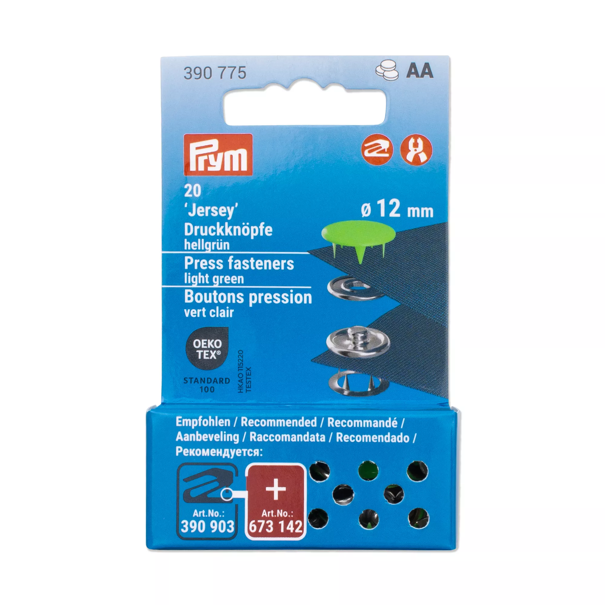 Bottoni a pressione Jersey, 12mm, verde chiaro