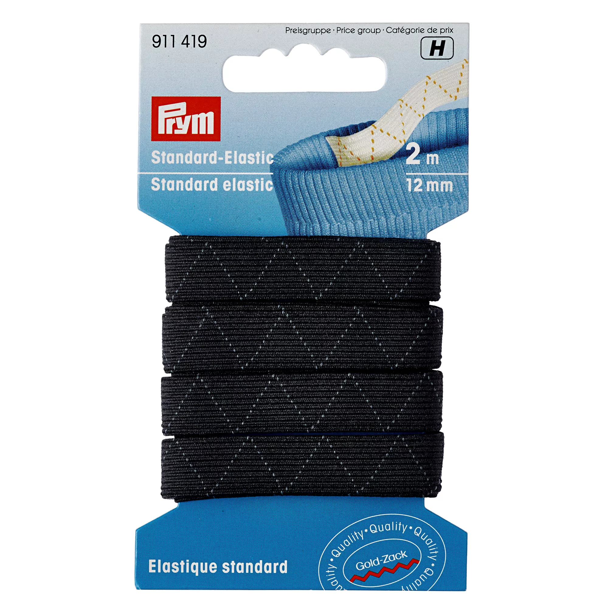 Élastique standard, 12mm, noir, 2m