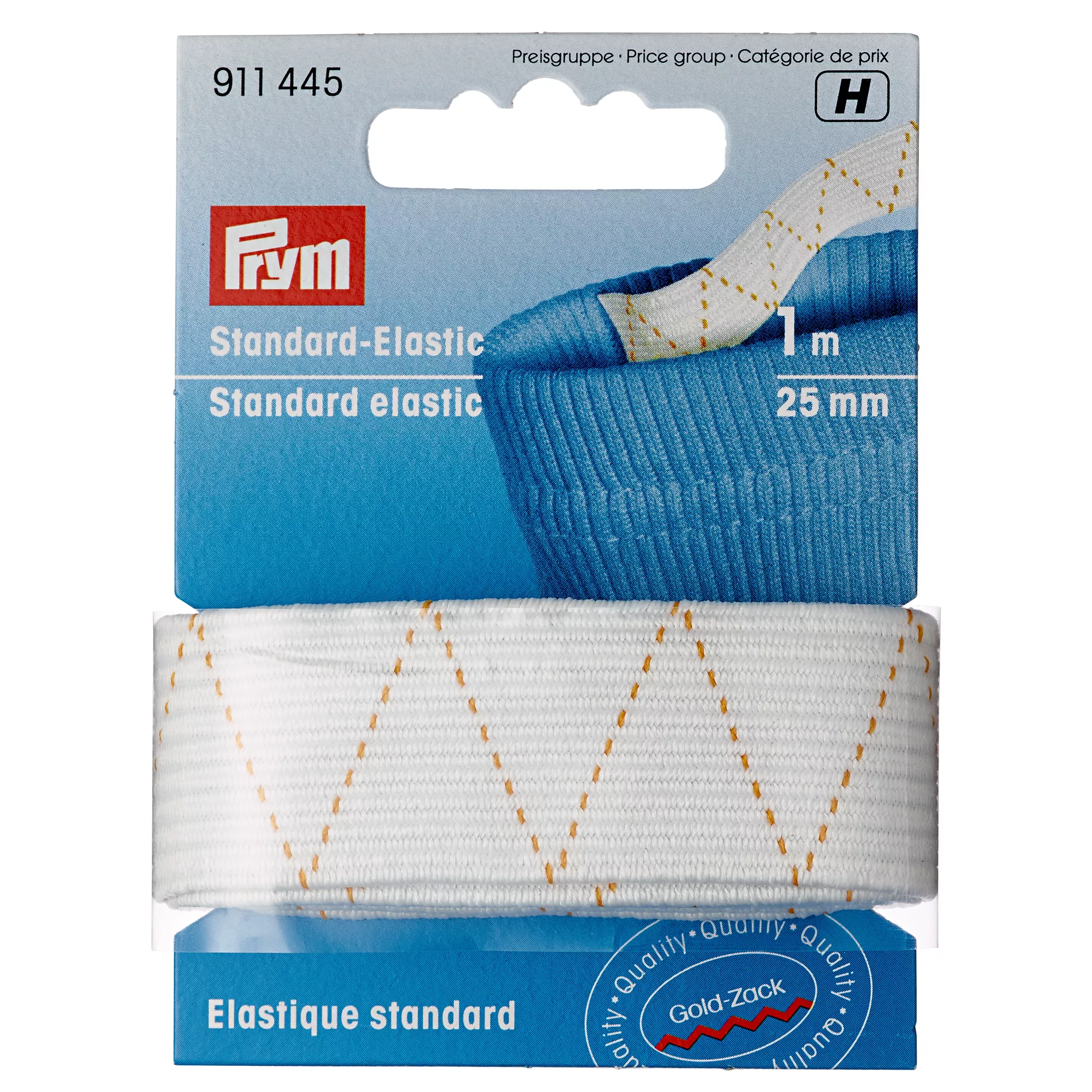 Élastique standard, 25mm, blanc, 1m