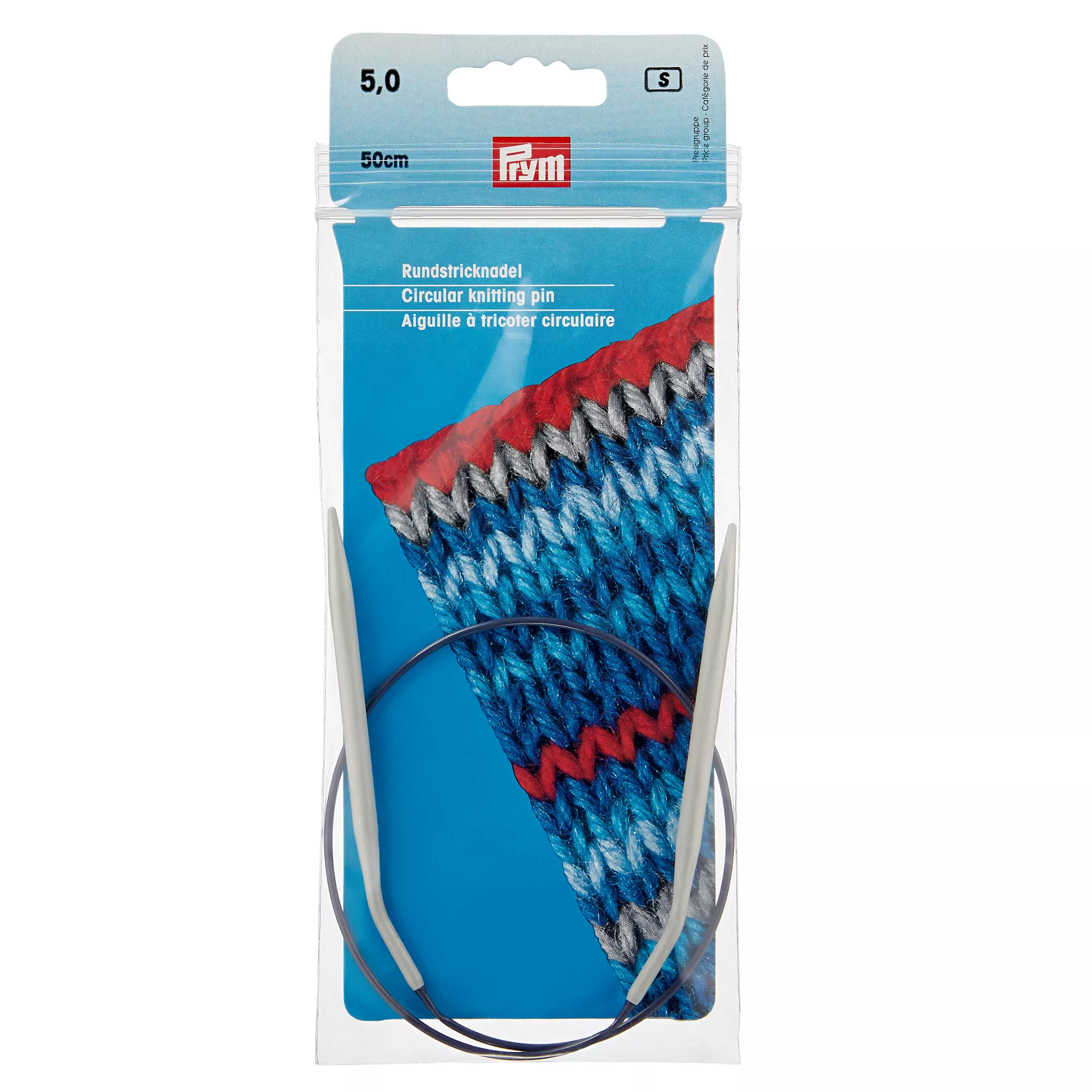 Circular knitting needles, aluminium, 50cm, 5.00mm, grey