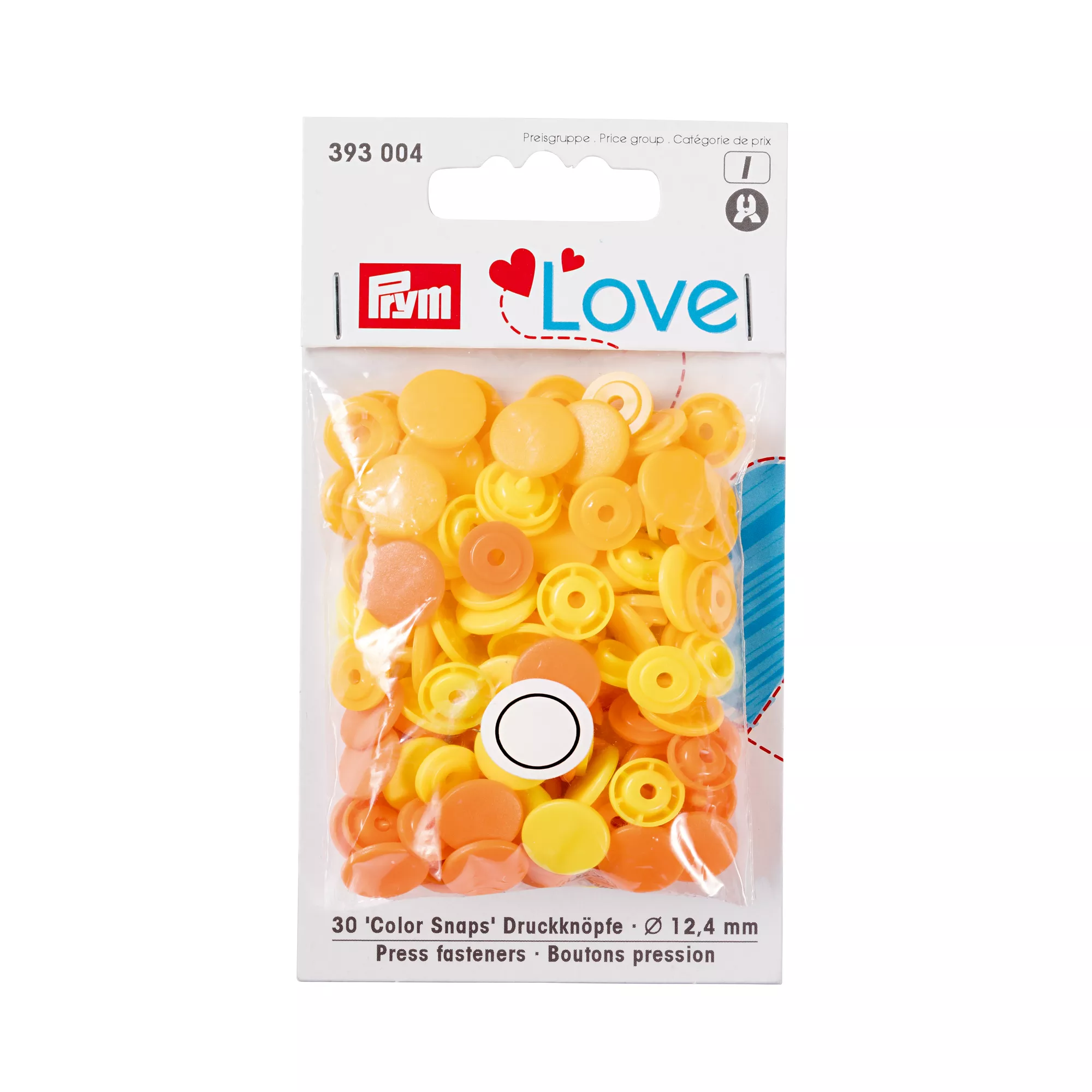 Color snap fastener, Prym Love, 12.4 mm, yellow
