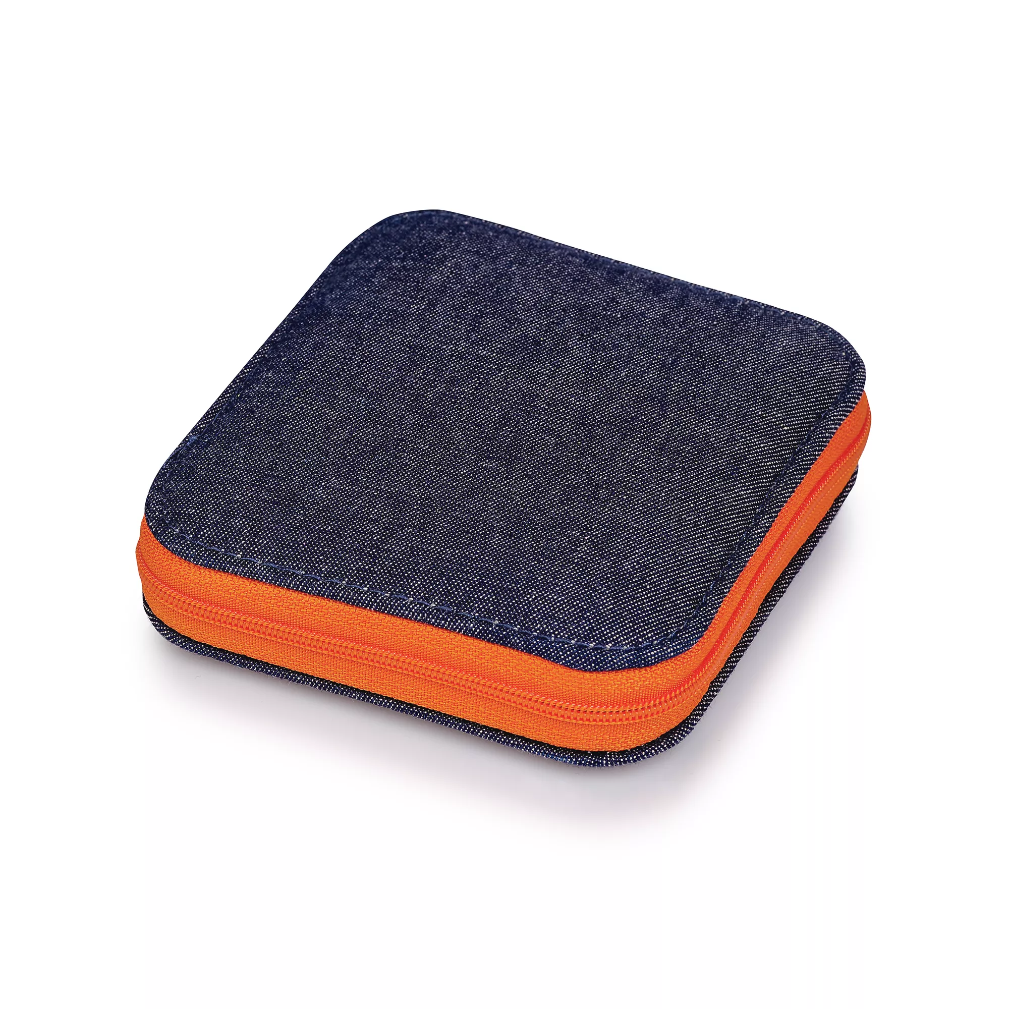 Sewing accessories kit, denim, orange zip fastener