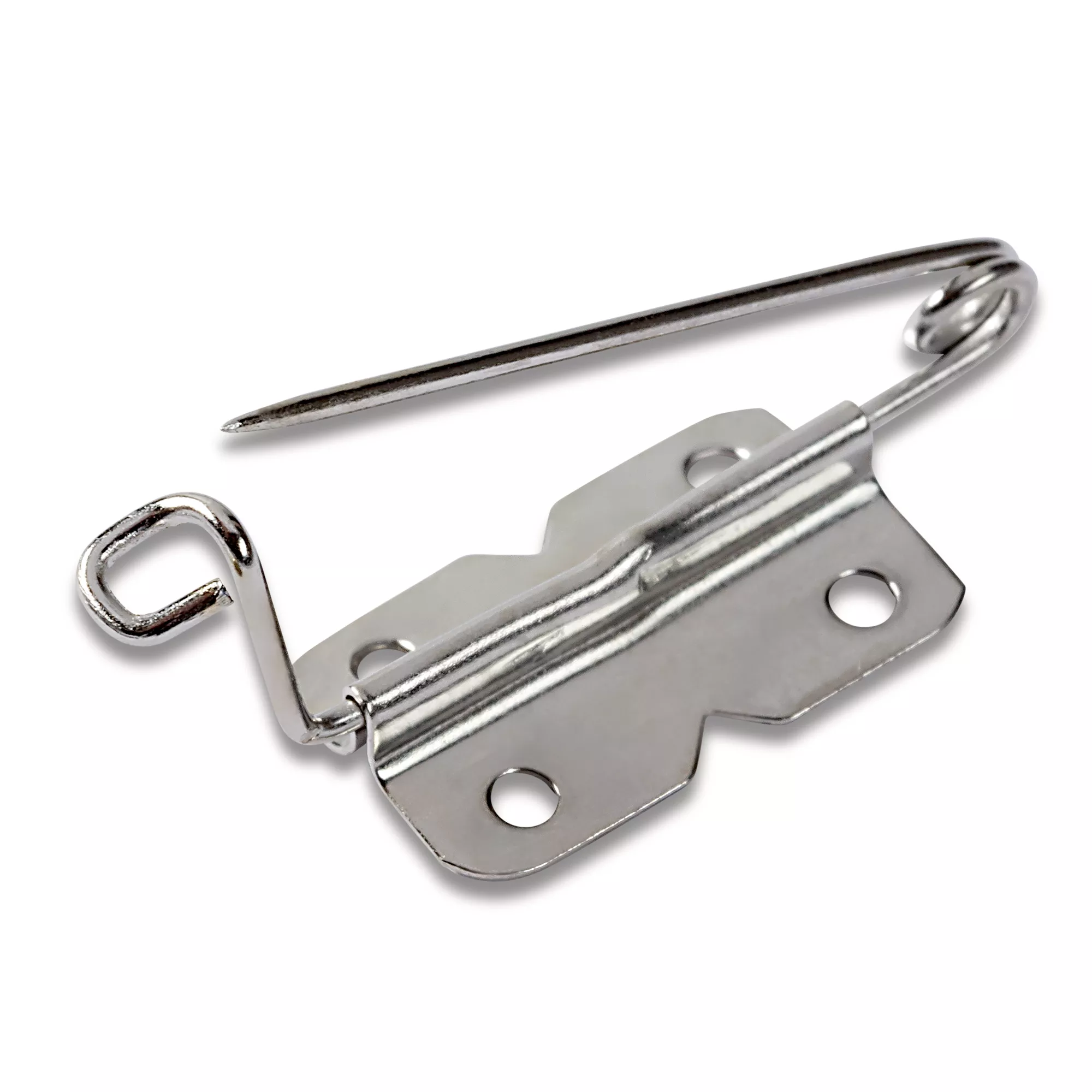 Badge and brooch pins with washers, 27mm, silver-coloured, 4 items