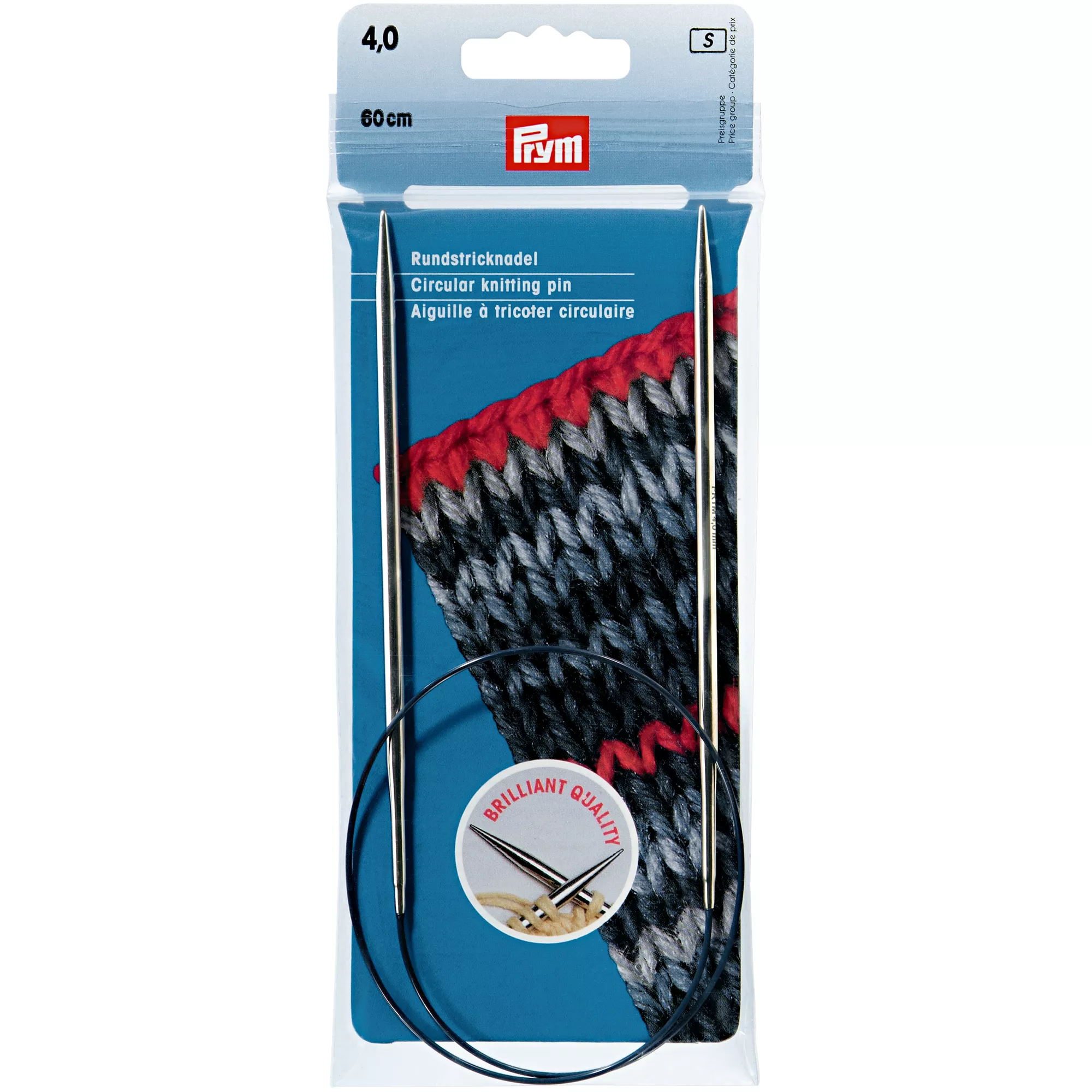 Circular knitting needles, 60cm, 4.00mm, silver-coloured