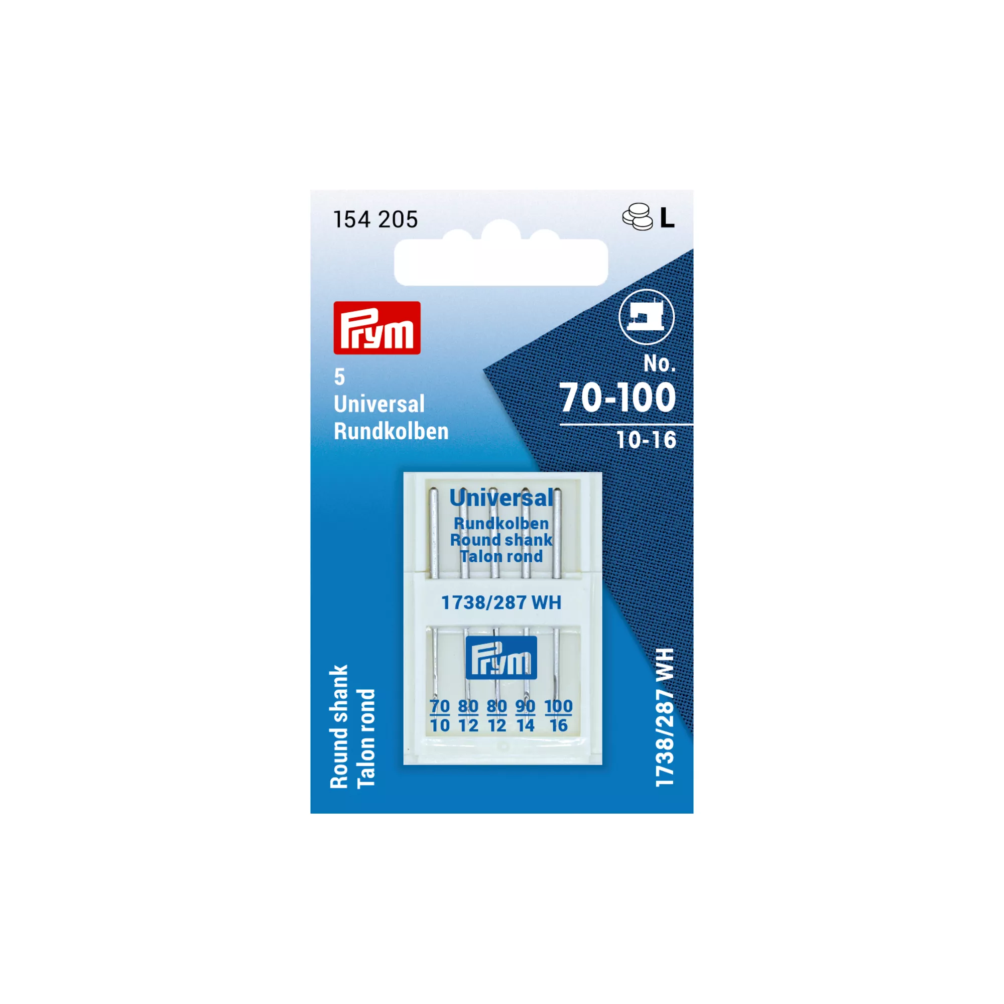 Universal sewing machine needles with round shank