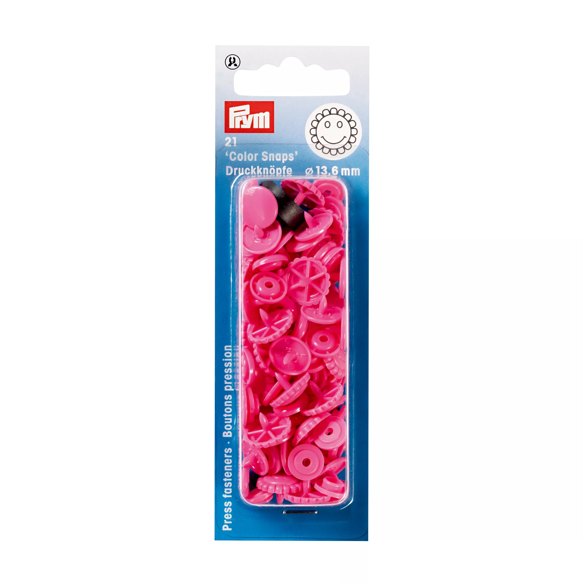 Non-sew press fasteners, Colour Snaps, flower, 13.6mm, pink