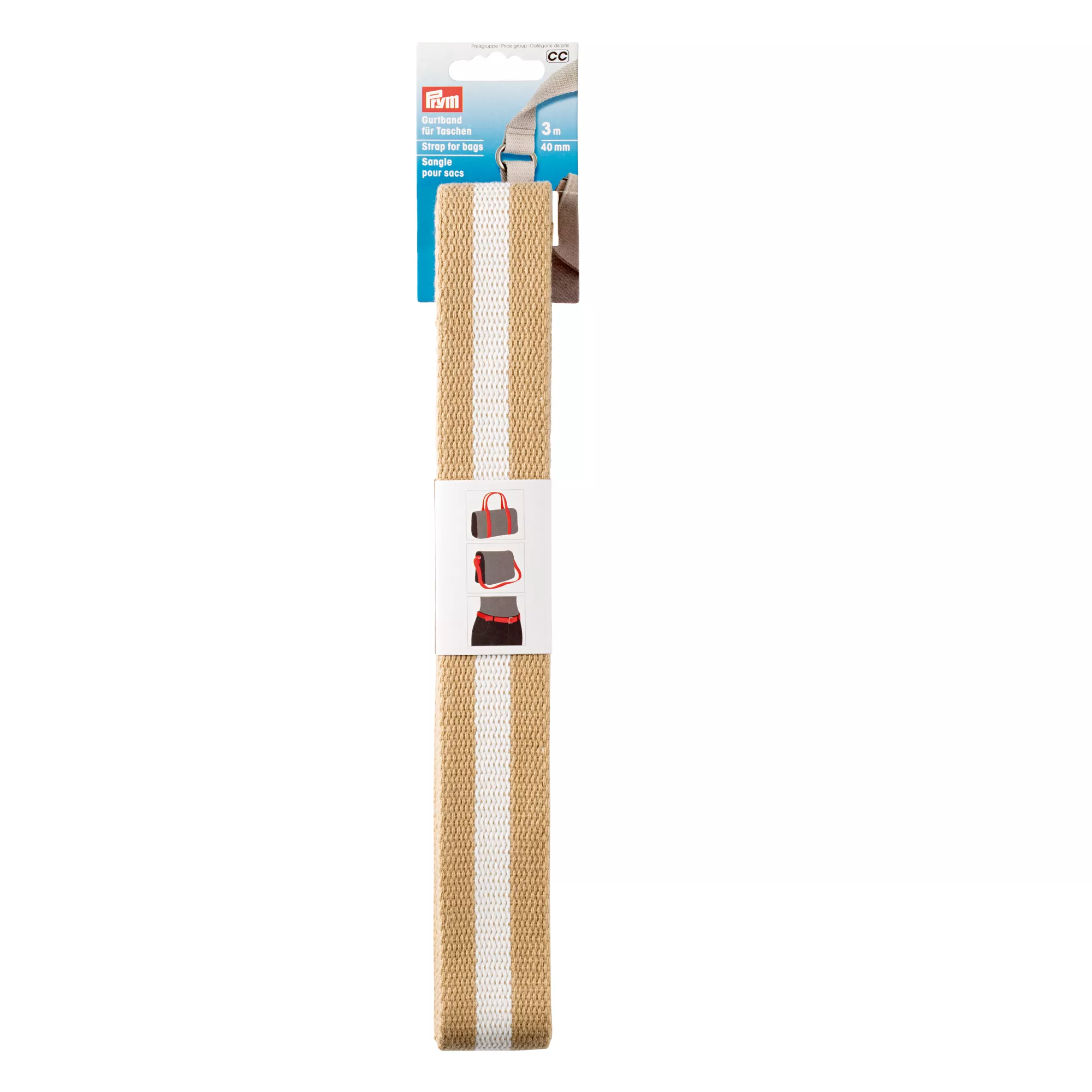 Cinghia per borse, 40mm, beige/bianco