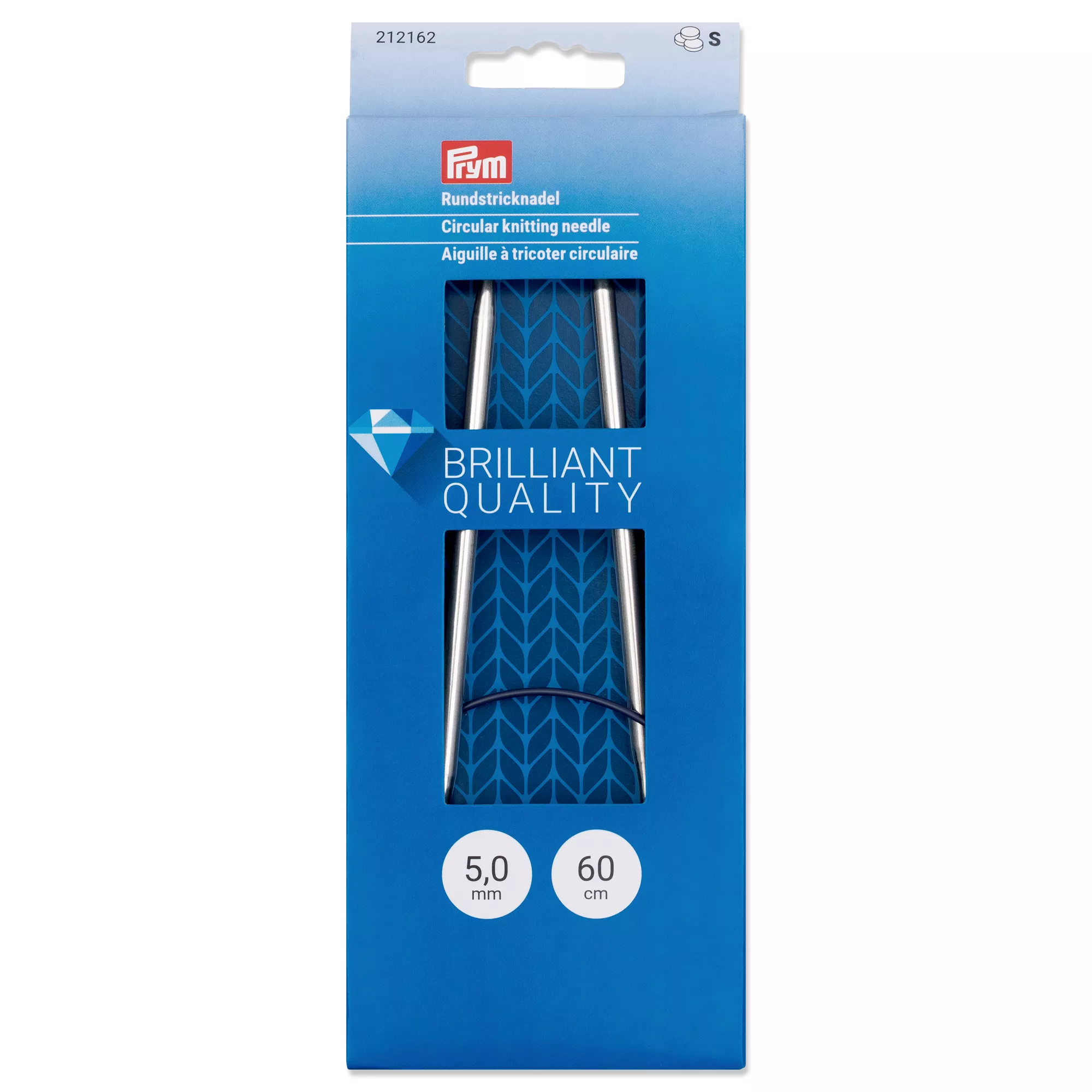 Circular knitting needles, 60cm, 5.00mm, silver-coloured