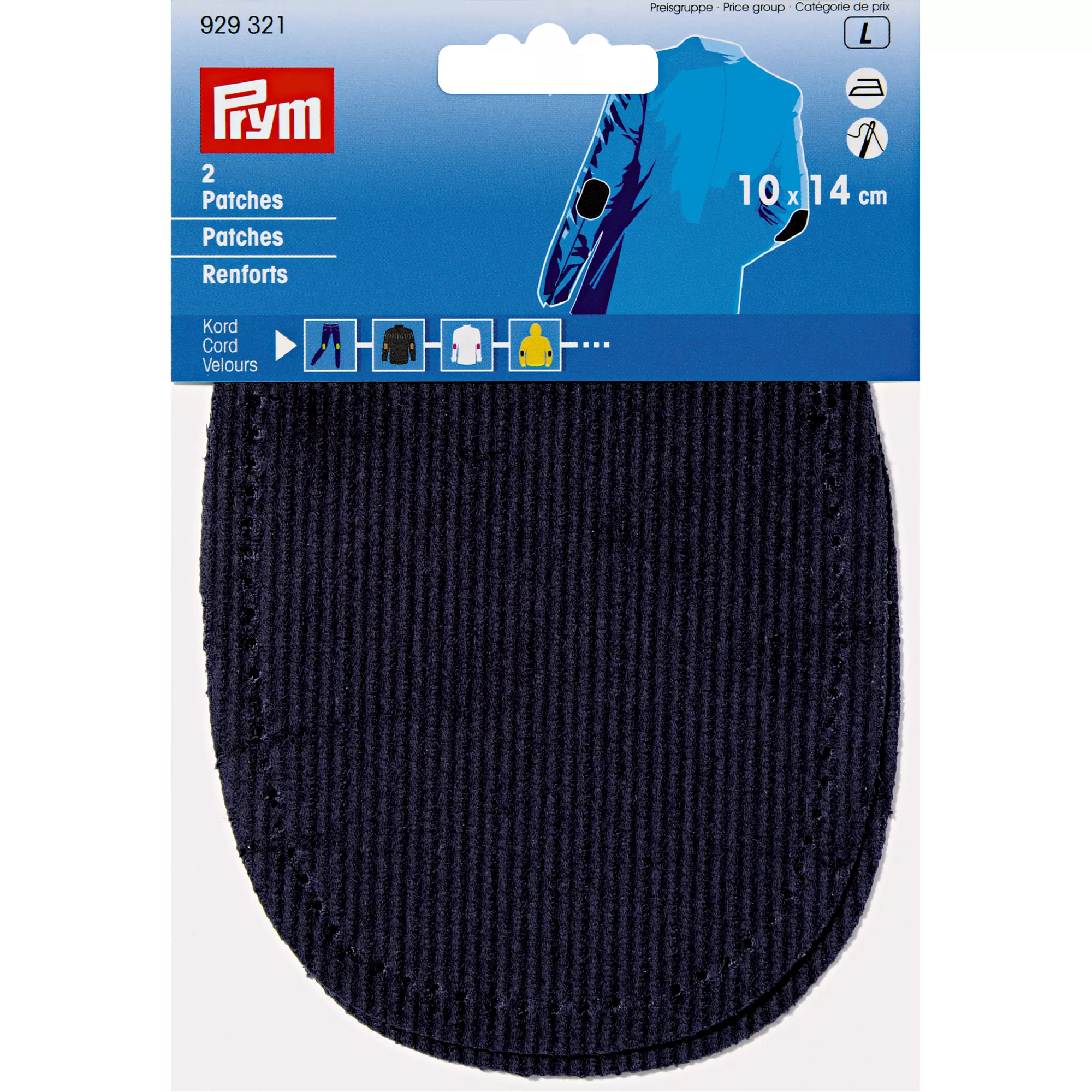 Toppe cord, da applicare con ferro caldo, 10 x 14cm, blu navy