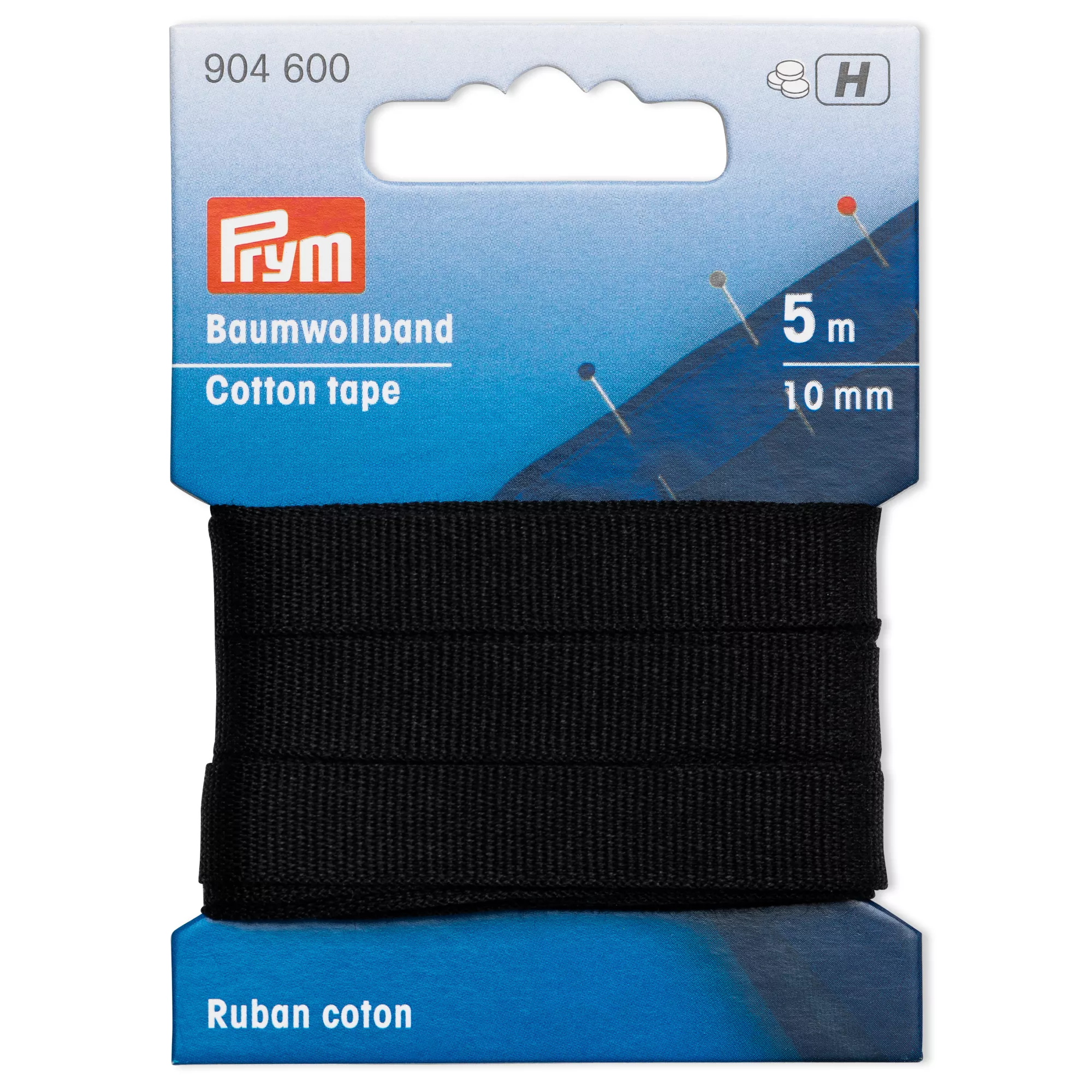 Cotton ribbon, 10mm, black