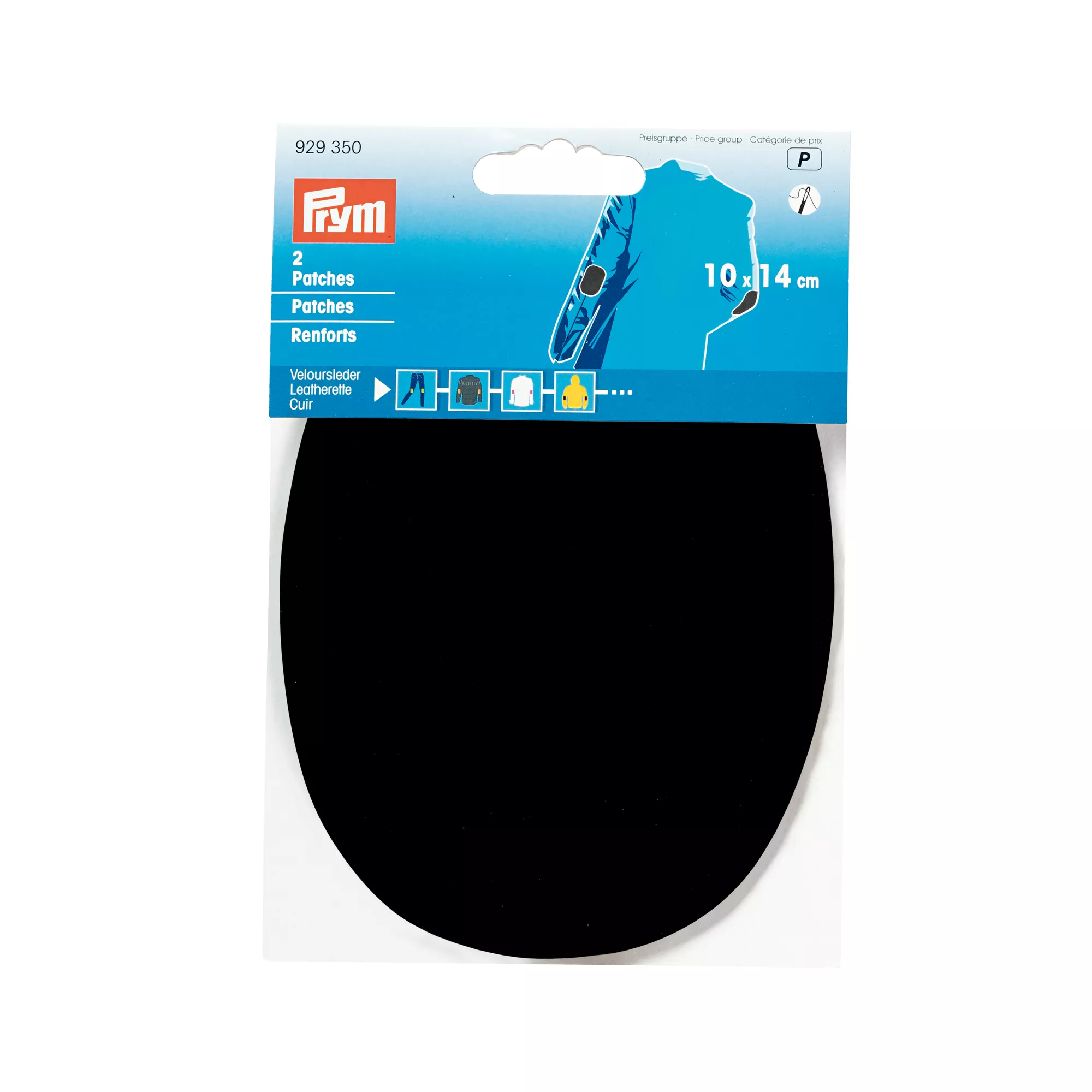 Patches suede, sew-on, 10 x 14cm, black